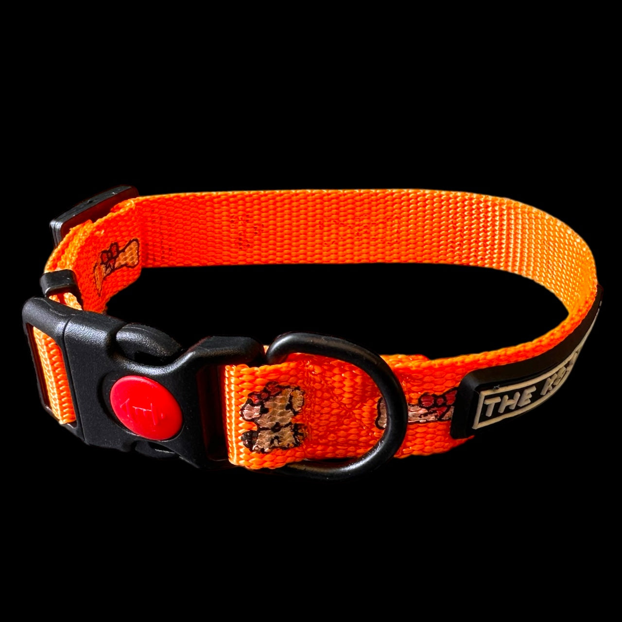 K9 Nylon Dog Collar & Leash Combo | Orange Paw & Bone Print | Anti-Lock Buckle | Super Soft | For Cats, Kittens & Puppies | The K9 Store