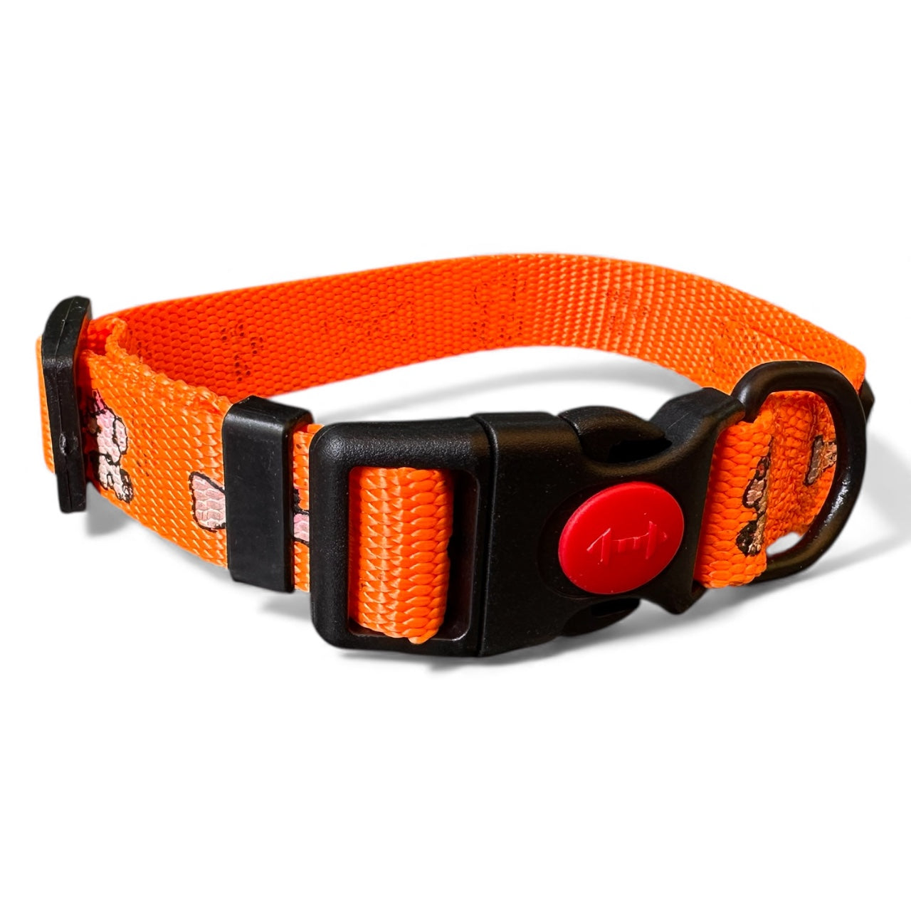 K9 Nylon Dog Collar & Leash Combo | Orange Paw & Bone Print | Anti-Lock Buckle | Super Soft | For Cats, Kittens & Puppies | The K9 Store