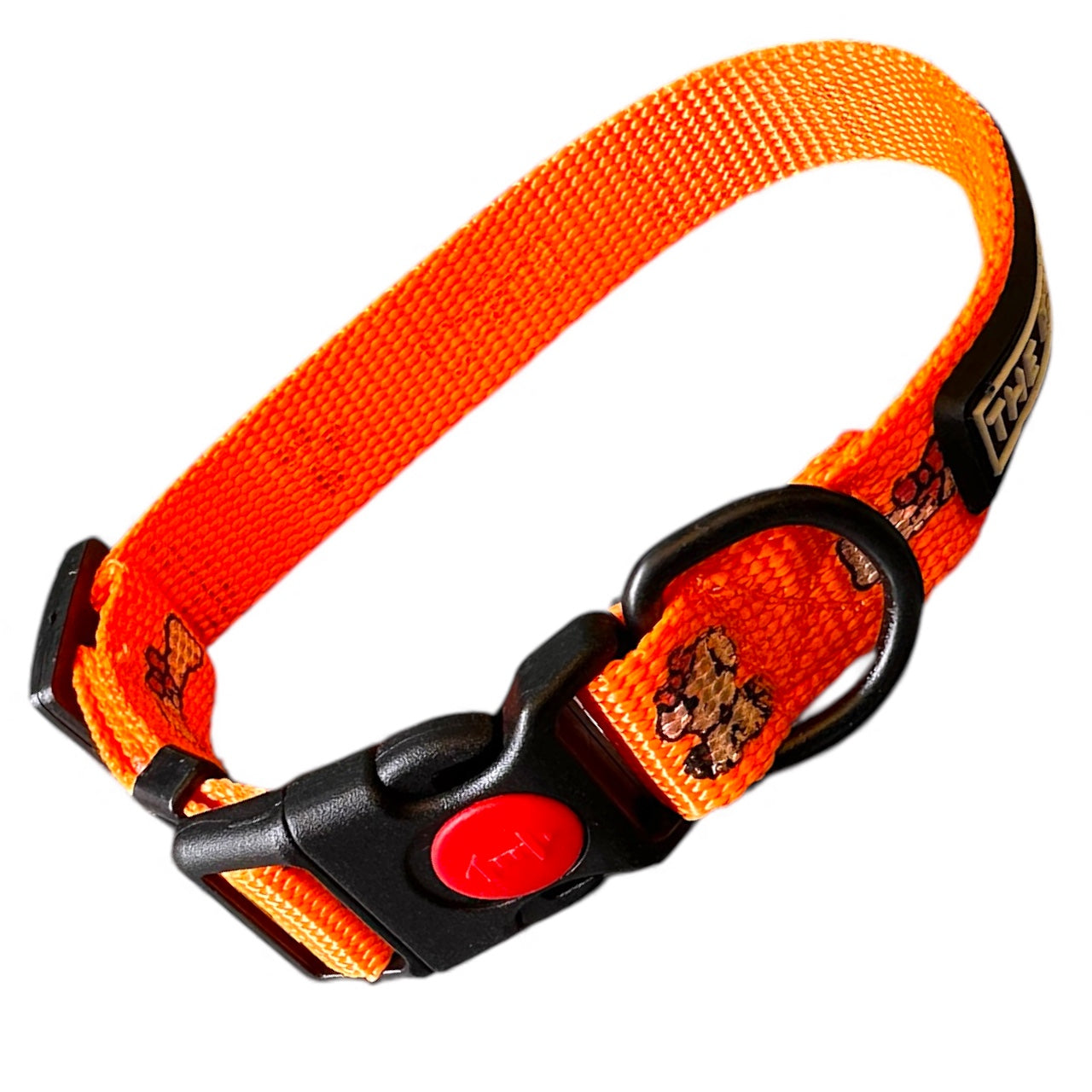K9 Nylon Dog Collar & Leash Combo | Orange Paw & Bone Print | Anti-Lock Buckle | Super Soft | For Cats, Kittens & Puppies | The K9 Store