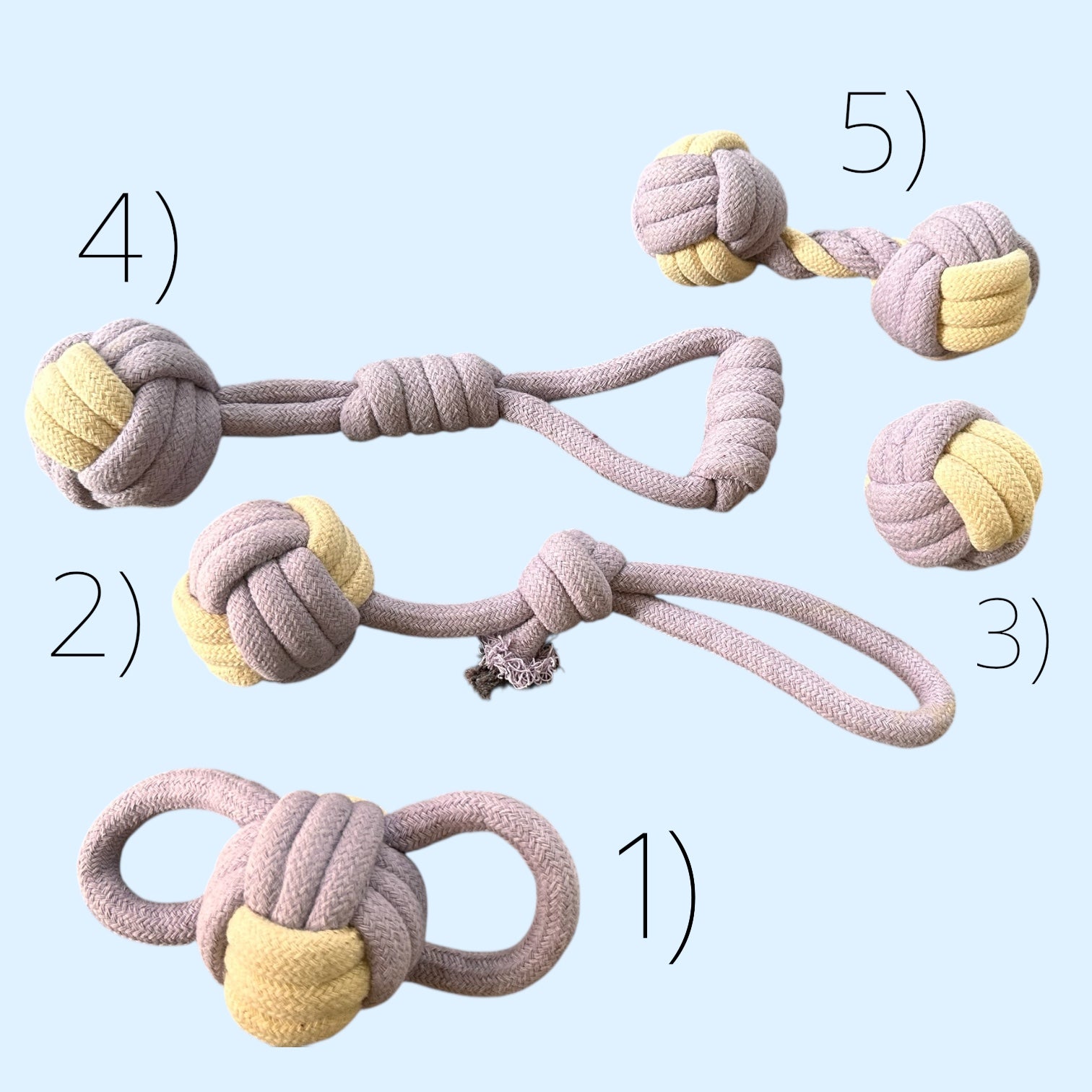 Set of 5 Premium Cotton Handloom Dog Toys – 100% Natural, Non-Plastic Chew & Tug Toys for Dogs