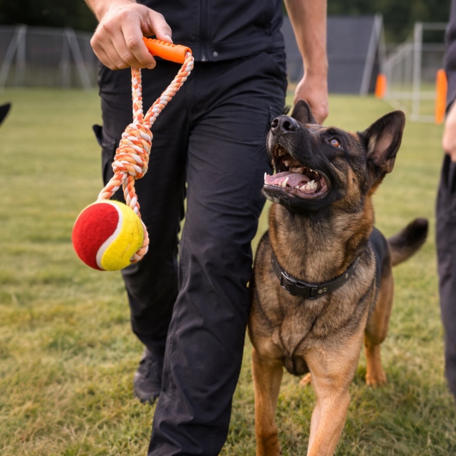 Handloom Handmade Cotton Rope Dog & Cat Tug Toy with Ball – Natural Dental Chew & Training Toy (15 Inches)