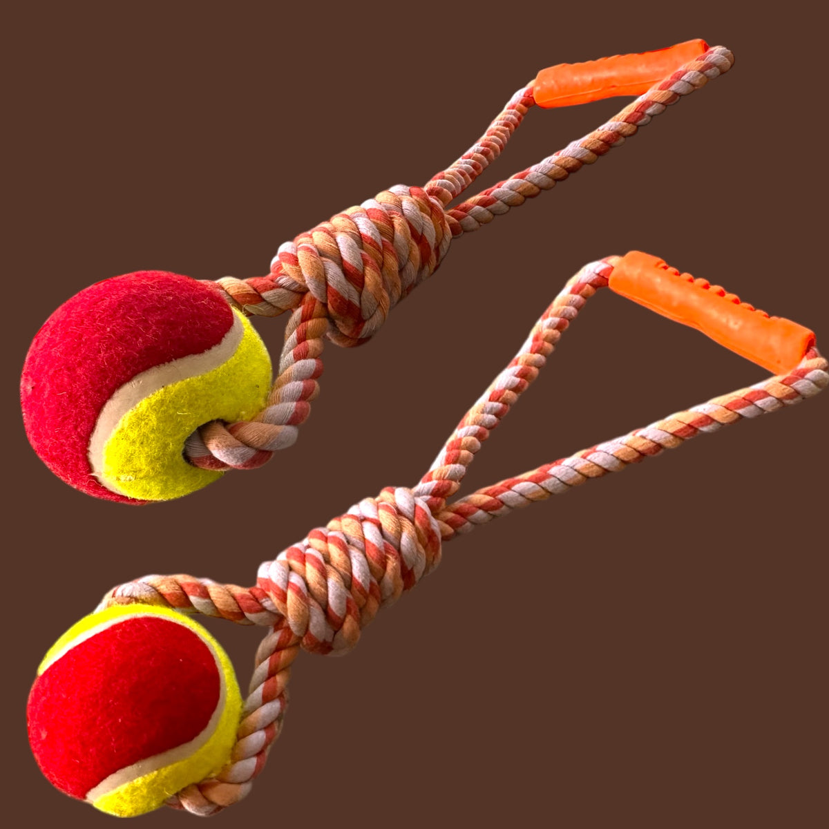 Handloom Handmade Cotton Rope Dog & Cat Tug Toy with Ball – Natural Dental Chew & Training Toy (15 Inches)