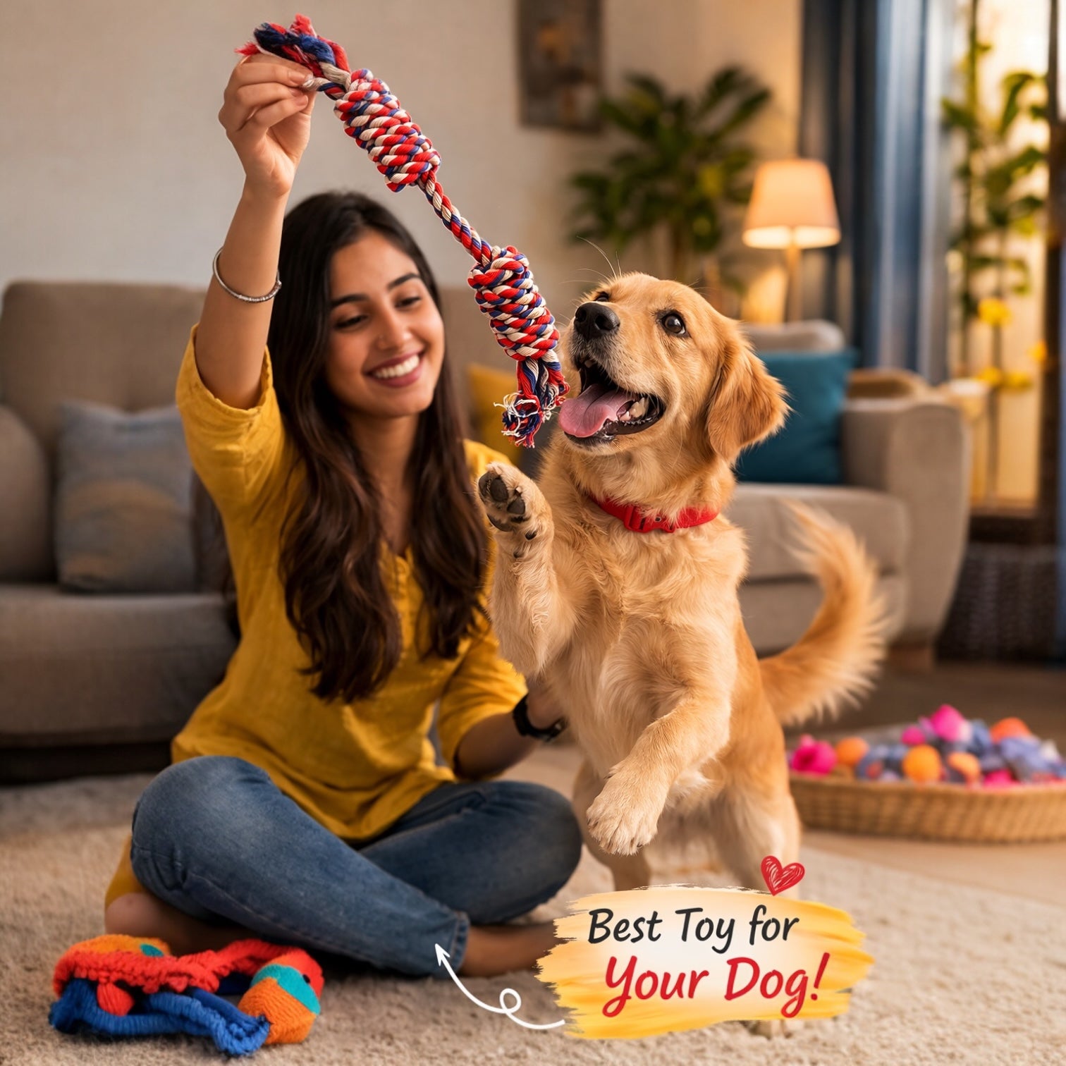 Handmade Cotton Rope Dog Toy – 100% Natural Handwoven Tug Toy | No Plastic, Chemical-Free | Safe Chew Toy for Dogs & Cats | The K9 Store