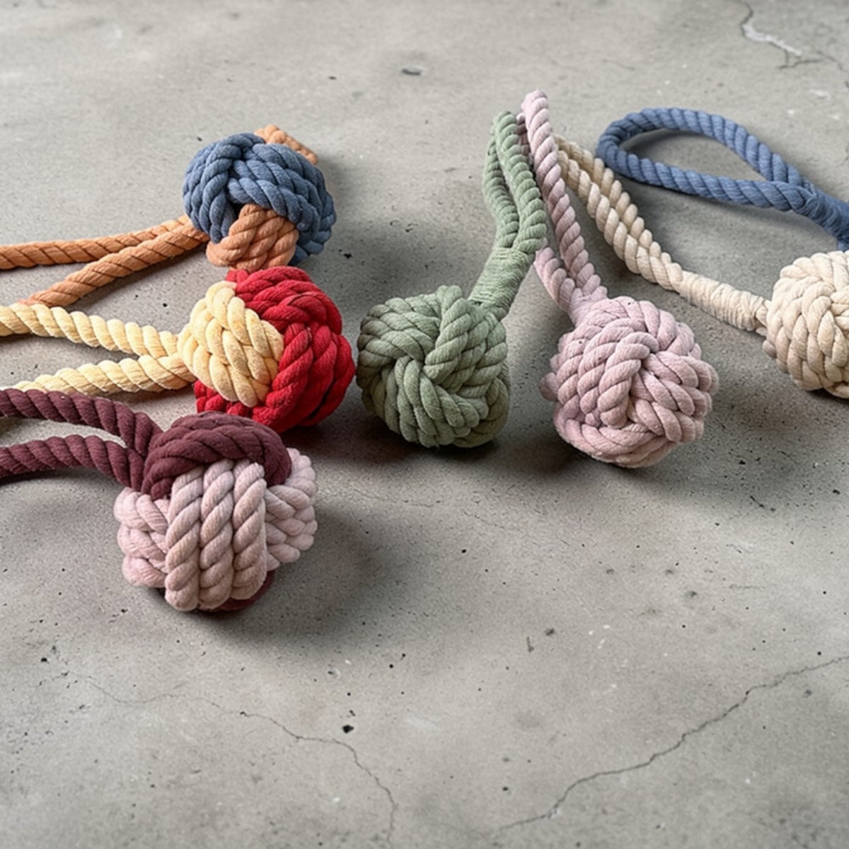 9 Inch Handloom Cotton Rope Ball Dog Toy – Handmade Natural Tug & Chew Toy with Loop Handle | Plastic-Free Pet Toy
