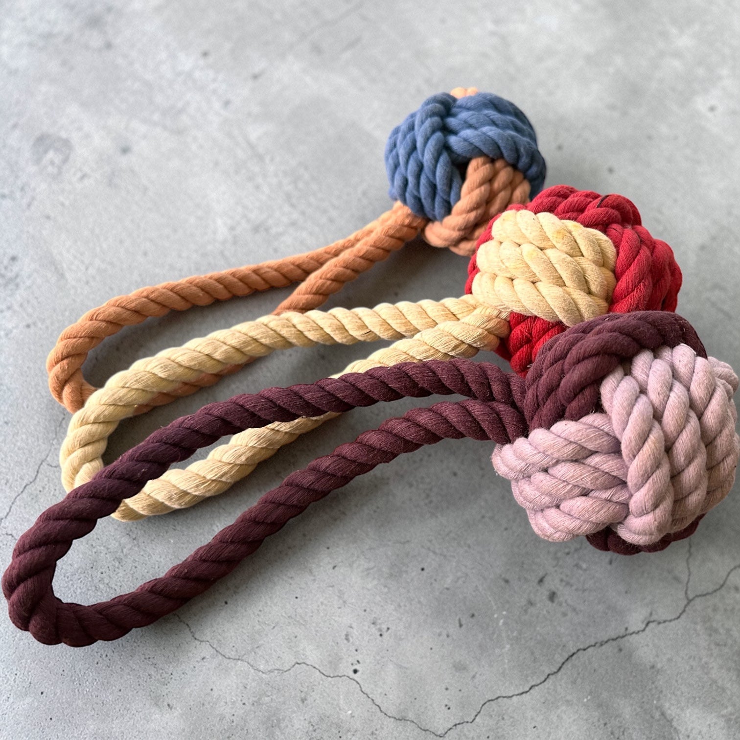 9 Inch Handloom Cotton Rope Ball Dog Toy – Handmade Natural Tug & Chew Toy with Loop Handle | Plastic-Free Pet Toy