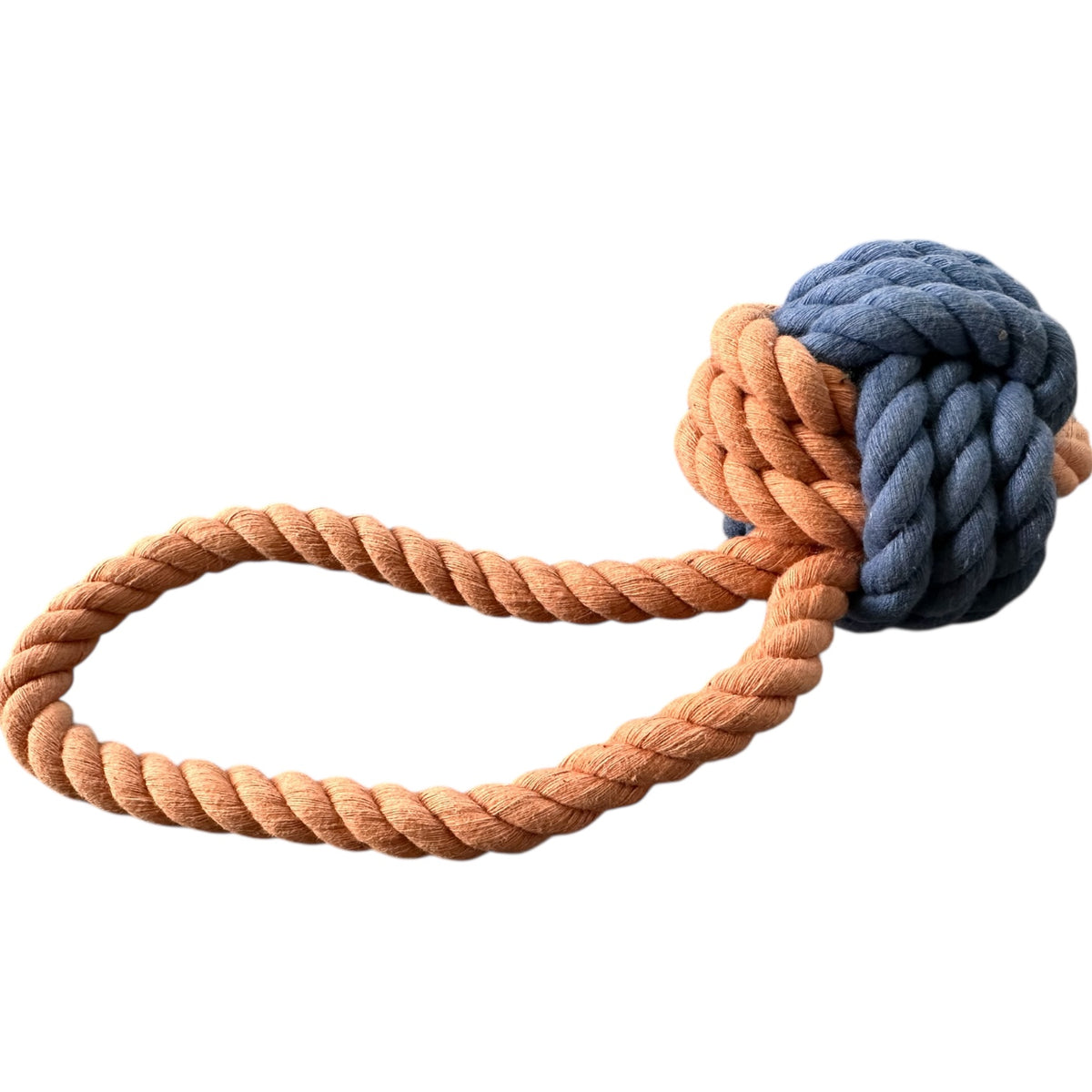 9 Inch Handloom Cotton Rope Ball Dog Toy – Handmade Natural Tug & Chew Toy with Loop Handle | Plastic-Free Pet Toy