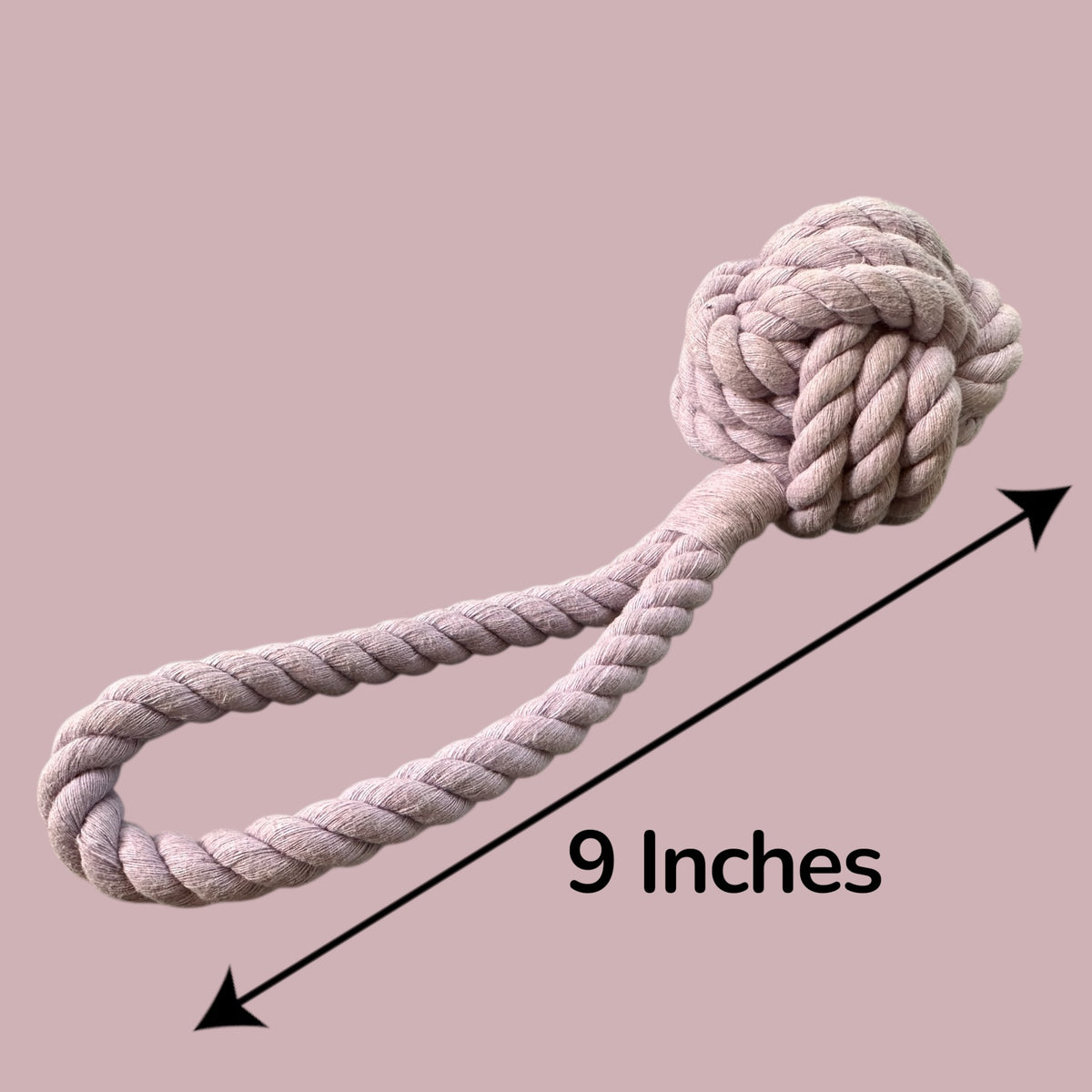 9 Inch Handloom Cotton Rope Ball Dog Toy – Handmade Natural Tug & Chew Toy with Loop Handle | Plastic-Free Pet Toy