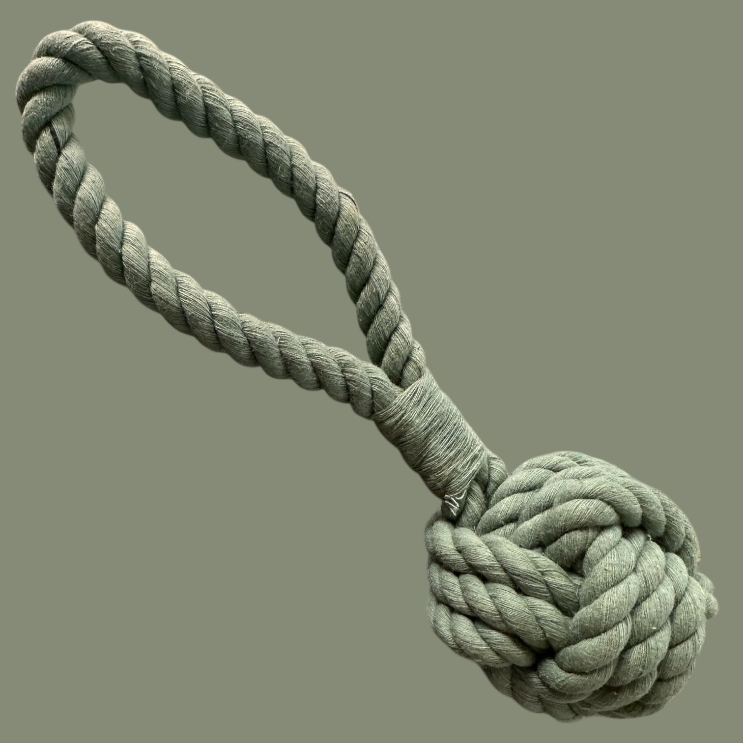 9 Inch Handloom Cotton Rope Ball Dog Toy – Handmade Natural Tug & Chew Toy with Loop Handle | Plastic-Free Pet Toy