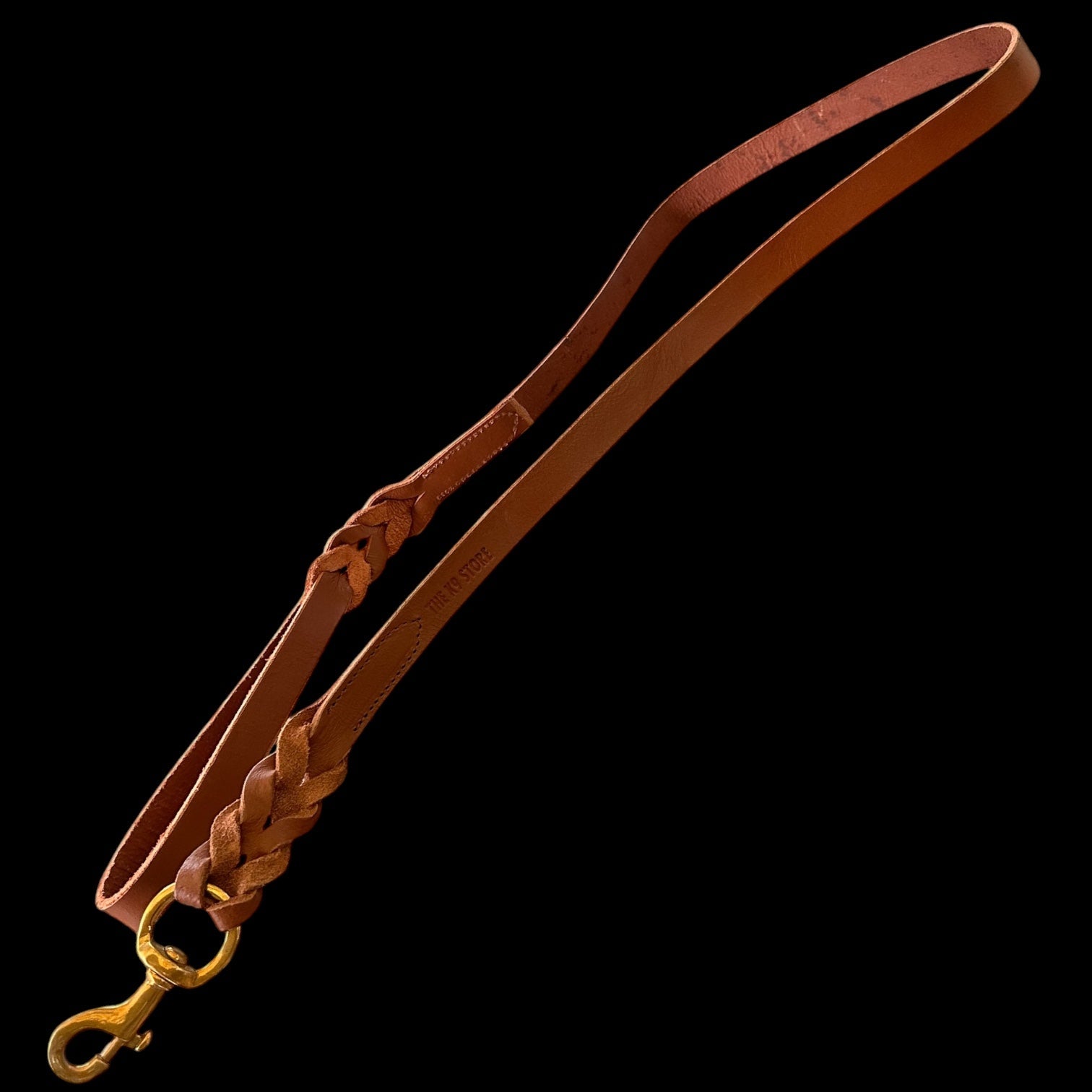 Tan Leather Dog Leash with Heavy-Duty Brass Hook | 1 Inch Wide, Premium Braided Leather | The K9 Store