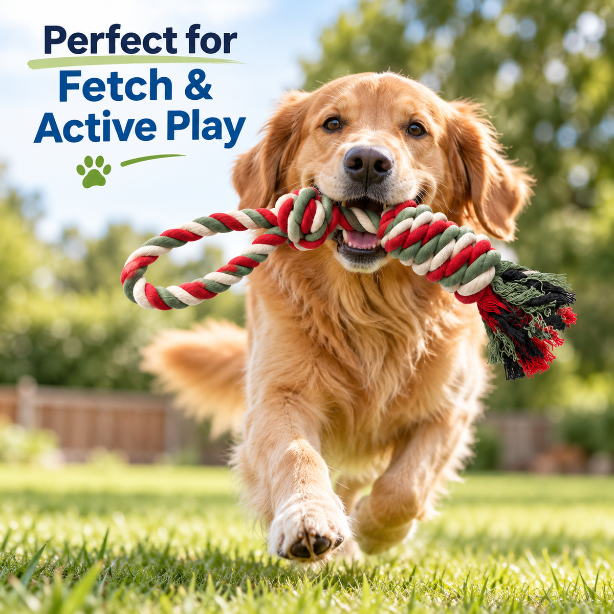 Hand-Braided Cotton Rope Dog Toy | Tug & Fetch Chew Toy | Durable Knotted Rope | 15 Inch | Set of 1 or 2