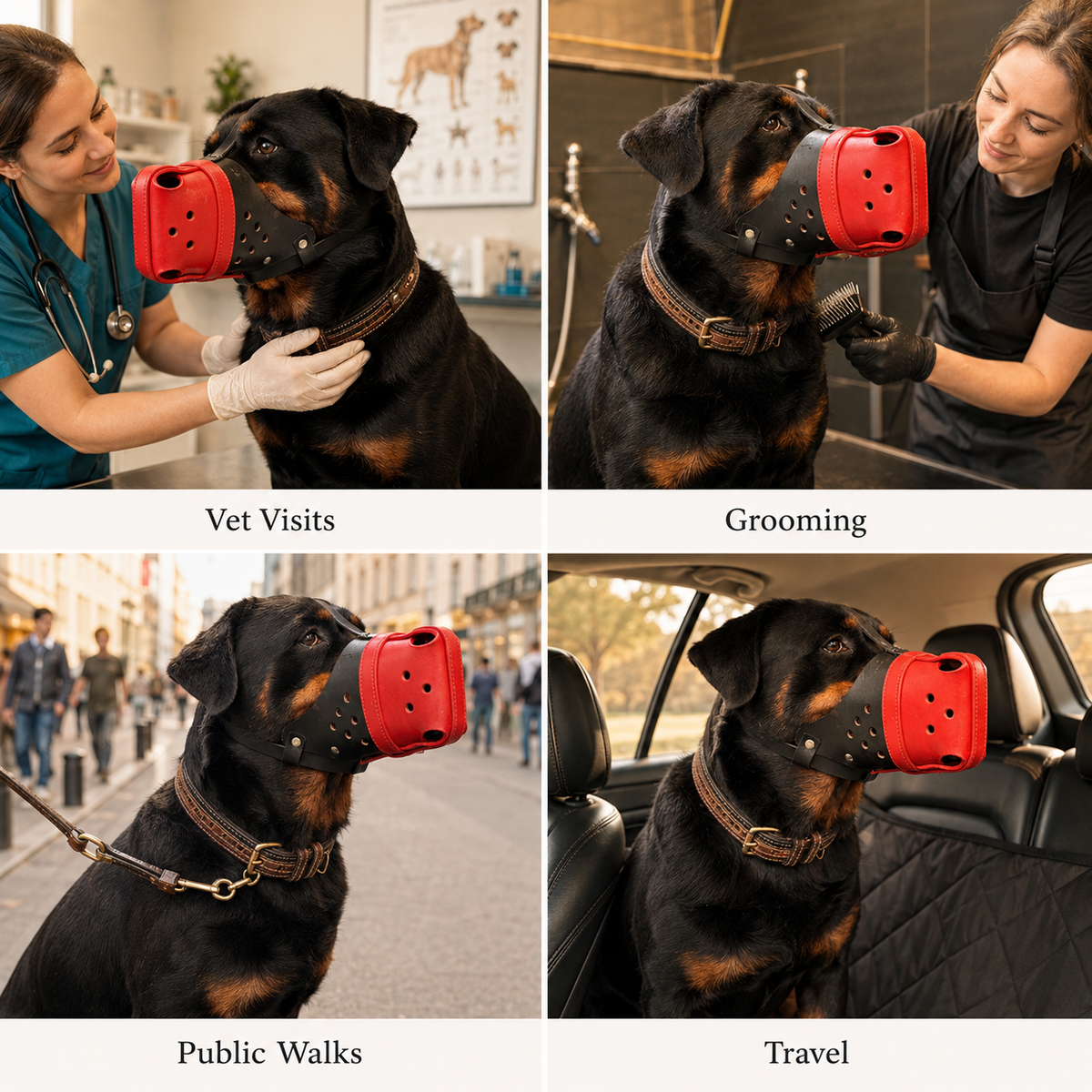 The K9 Store Handcrafted Black & Red Dual Leather Dog Muzzle | Full-Grain | Ventilated | Soft Inner Lining | Nickel Buckle & Rivets | L & XL | 6 Month Warranty | The K9 Store