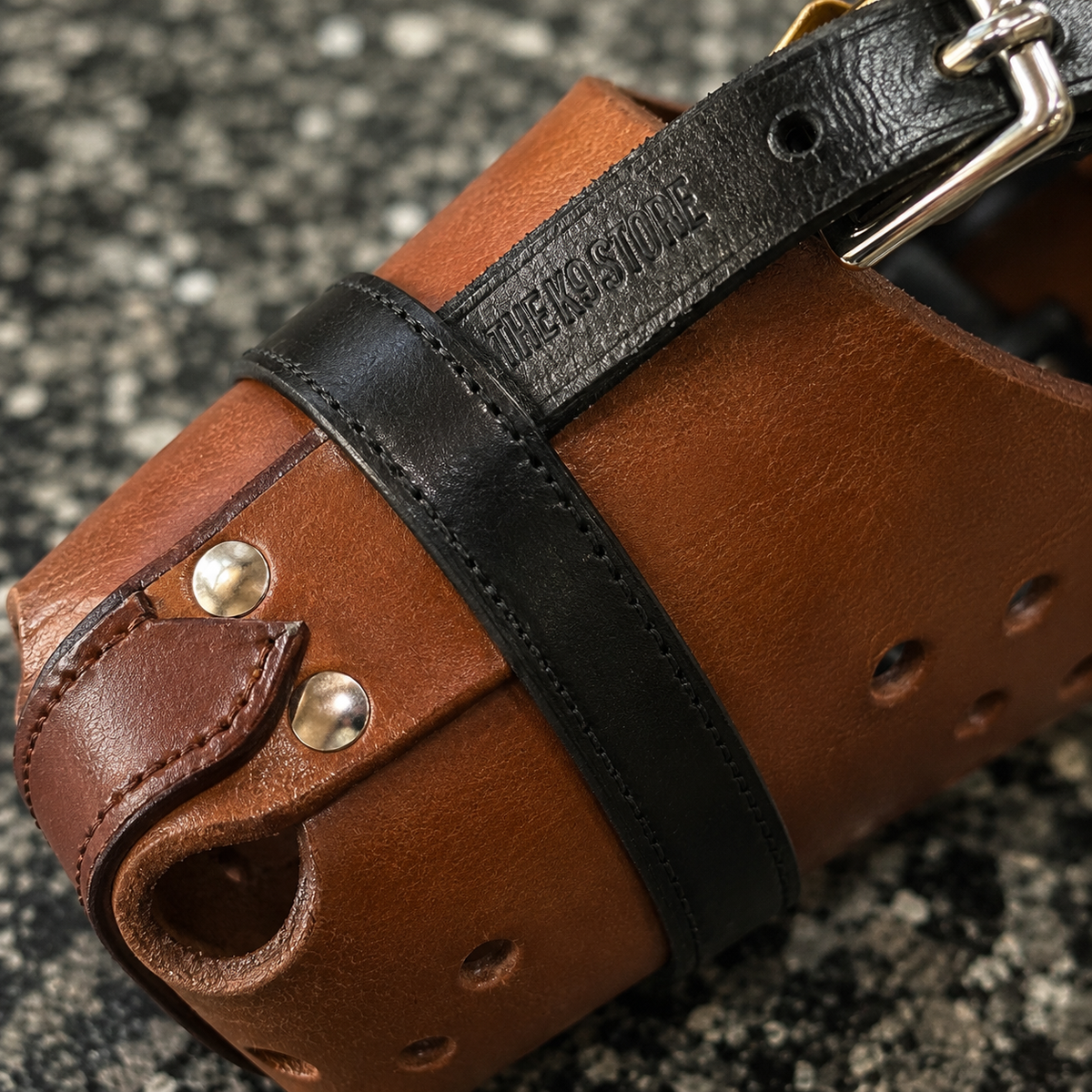 The K9 Store Handcrafted Tan & Black Wide Basket Leather Dog Muzzle | Full-Grain | Ventilated | Brass Rivets | Adjustable Straps | L & XL | 6 Month Warranty | The K9 Store