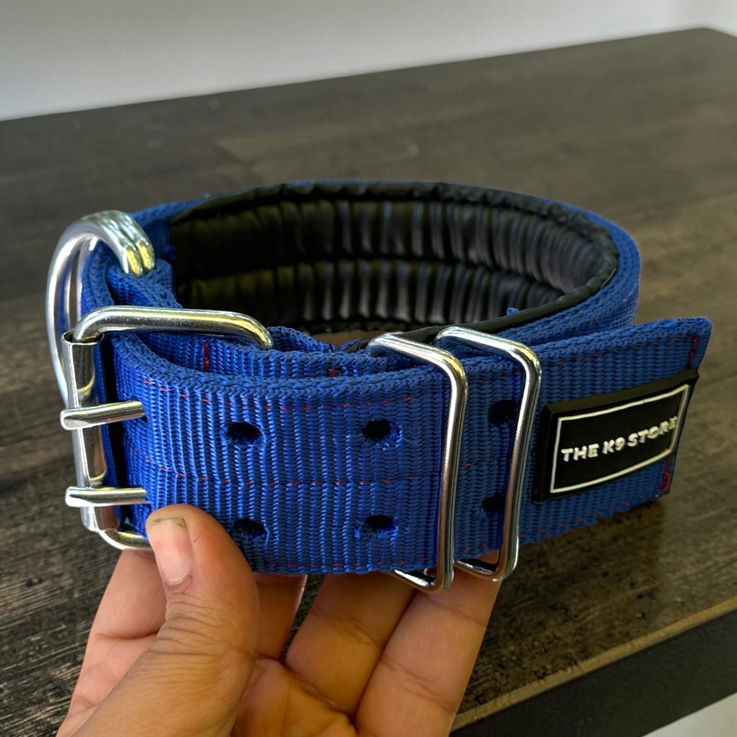 Heavy Duty Dog Collar & Leash Combo Set | 2 Inch Wide Padded | Double D-Ring | Fits 12-20 Inch Neck | Blue