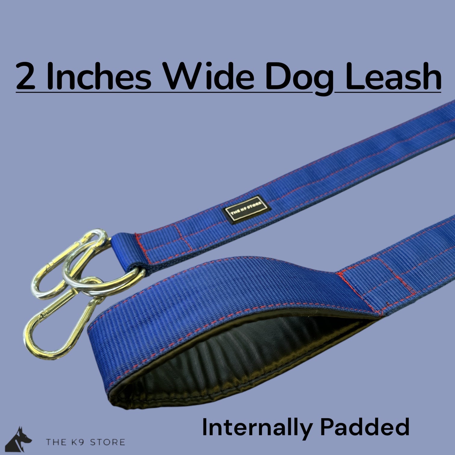 Heavy Duty Dog Collar & Leash Combo Set | 2 Inch Wide Padded | Double D-Ring | Fits 12-20 Inch Neck | Blue