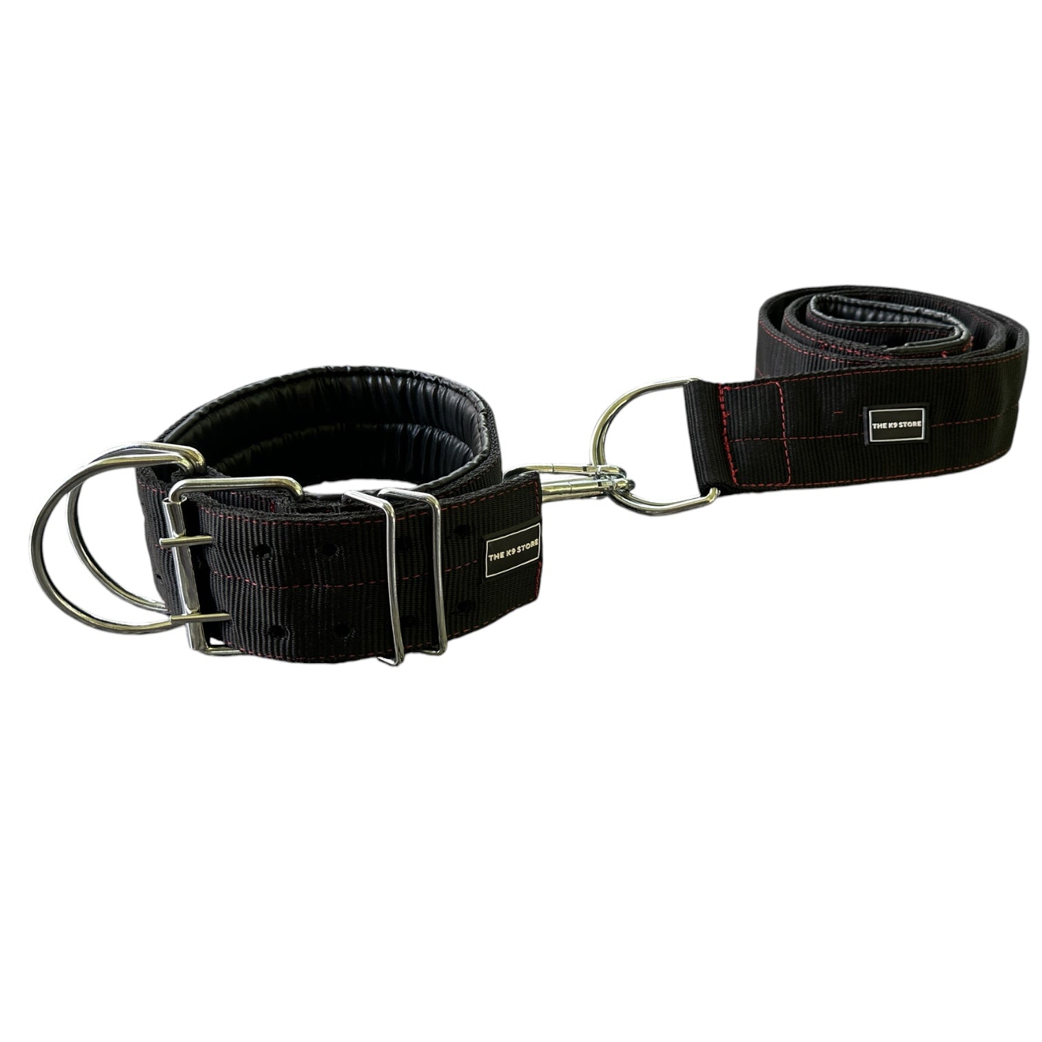 Heavy Duty Dog Collar & Leash Combo Set | 3 Inch Wide Padded | Double D-Ring | Fits 18-26 Inch Neck | Black