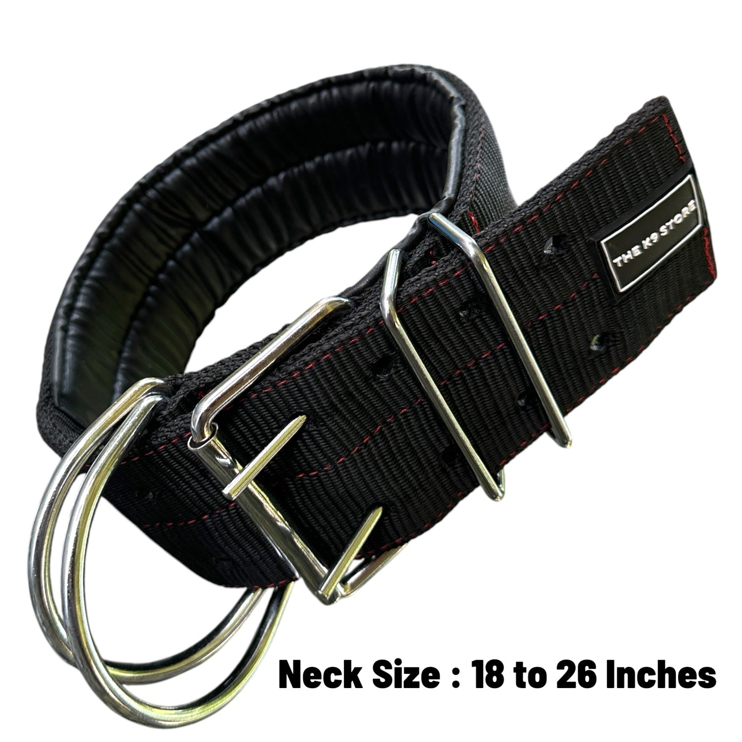 Heavy Duty Dog Collar & Leash Combo Set | 3 Inch Wide Padded | Double D-Ring | Fits 18-26 Inch Neck | Black
