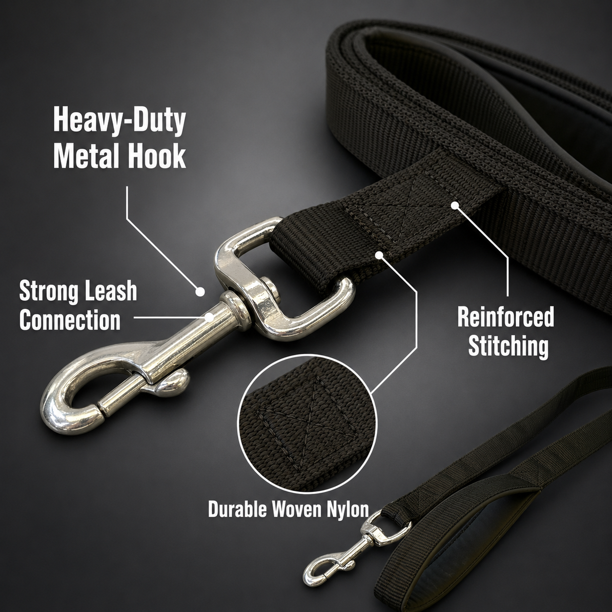 The K9 Store 1.5 Inch Wide Heavy Duty Dog Leash | 56 Inch Length | Strong Nylon Leash for Large Dogs
