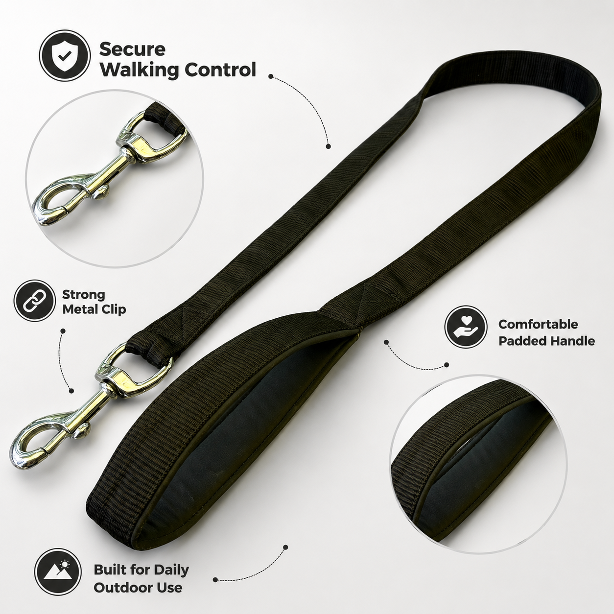 The K9 Store 1.5 Inch Wide Heavy Duty Dog Leash | 56 Inch Length | Strong Nylon Leash for Large Dogs