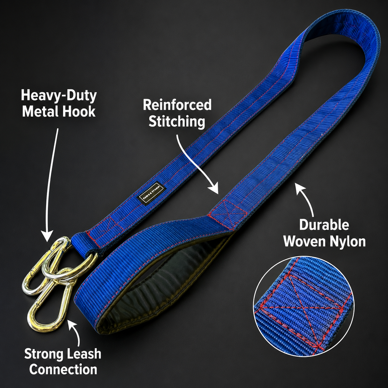 The K9 Store 2 Inch Wide Heavy Duty Dog Leash with Cushioned Handle | 56 Inch | Large Breed Nylon Leash