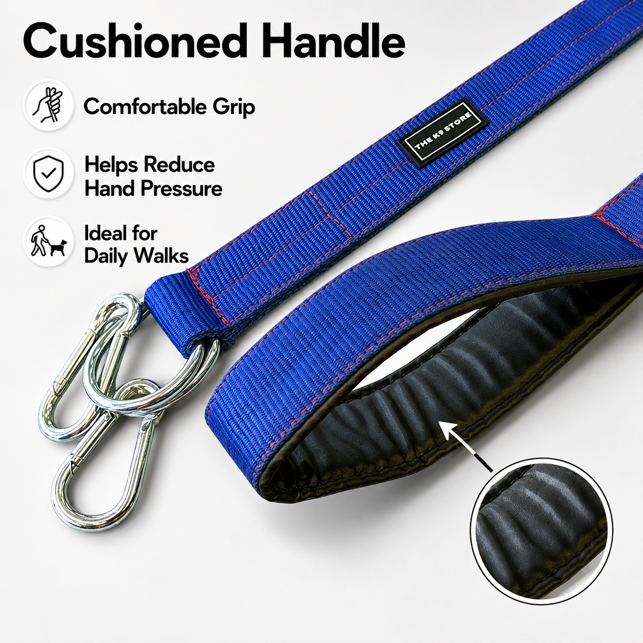 The K9 Store 2 Inch Wide Heavy Duty Dog Leash with Cushioned Handle | 56 Inch | Large Breed Nylon Leash