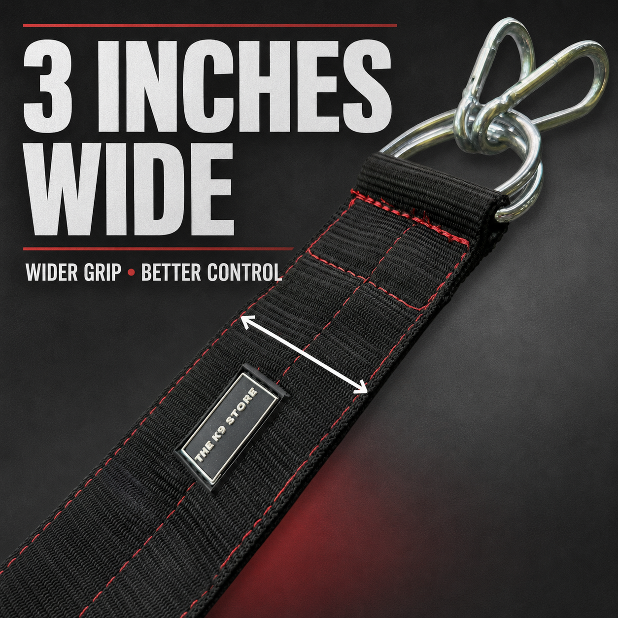 Heavy Duty Dog Leash | 3 Inch Wide Padded Handle | Rated Up to 180 KG | Dual Clip Nylon Leash | 56 Inch | Black