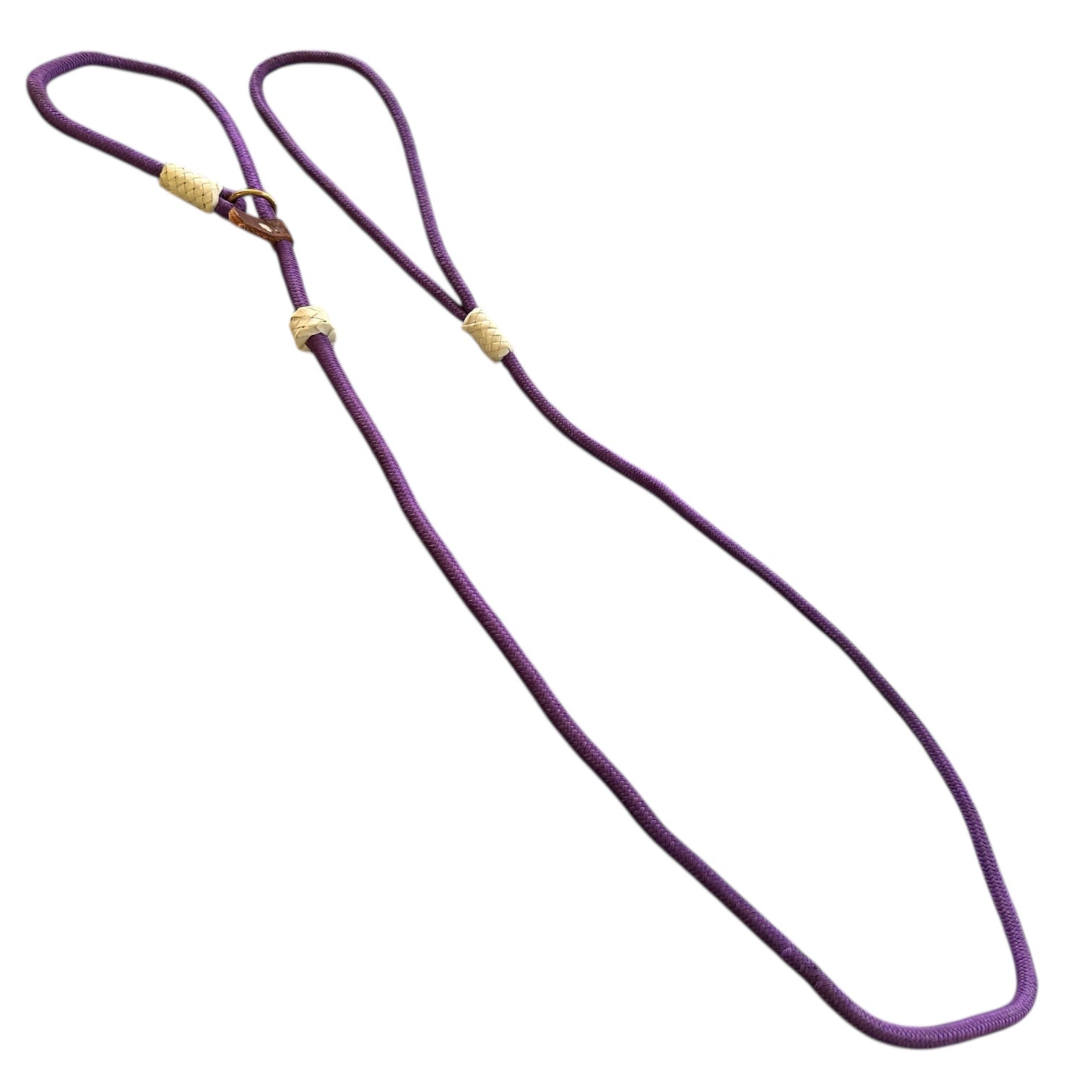 6 Ft Dog Slip Leash for Training – Adjustable Rope Lead with Brass Ring & Dual Stopper | Strong Braided Leash for Dogs (Purple)