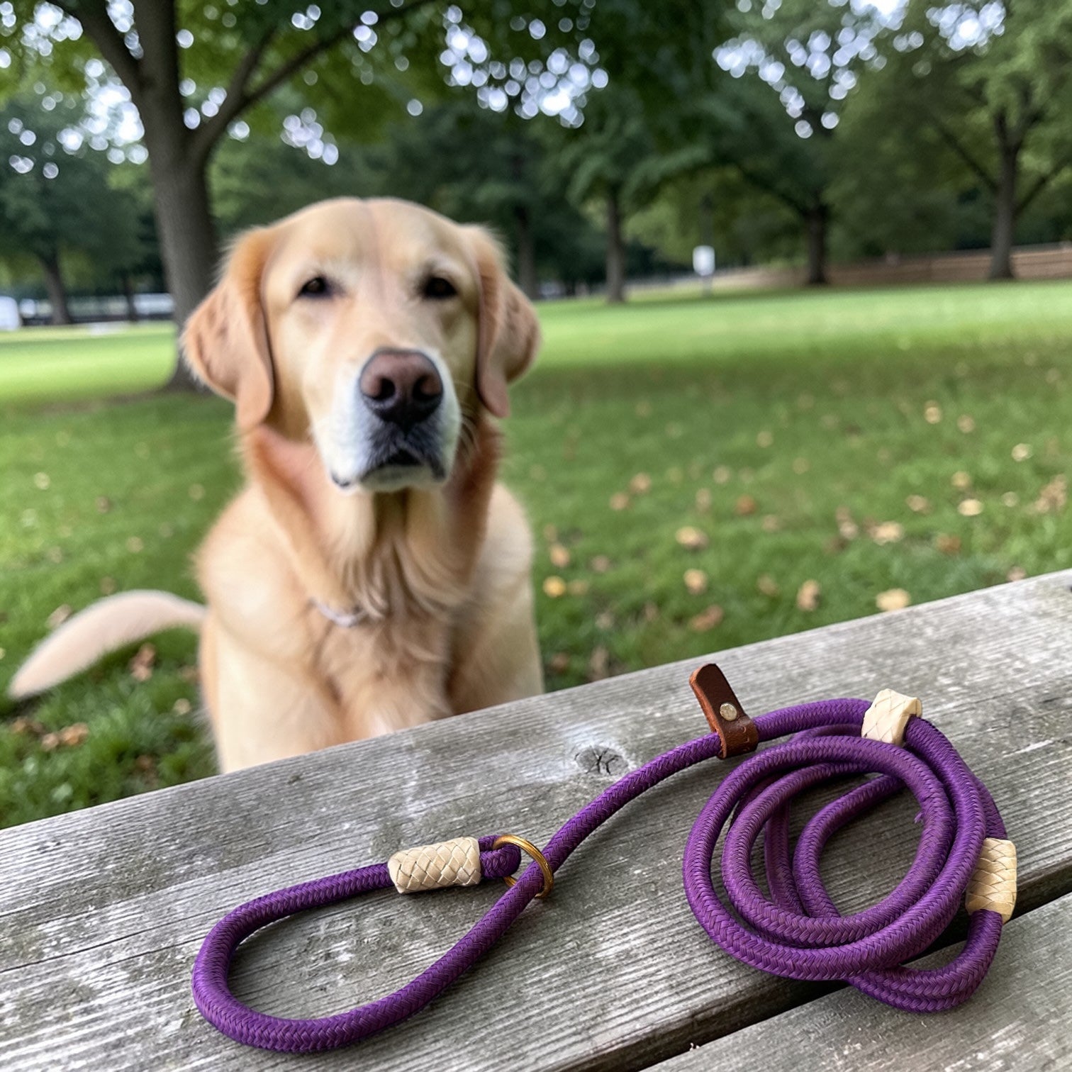 6 Ft Dog Slip Leash for Training – Adjustable Rope Lead with Brass Ring & Dual Stopper | Strong Braided Leash for Dogs (Purple)