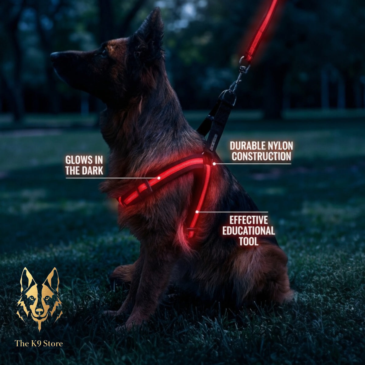 Reflective Dog Harness with Leash Combo | No-Pull Padded Dog Chest Harness | Adjustable, Heavy-Duty, Glow-in-Dark Safety Harness for Night Walks