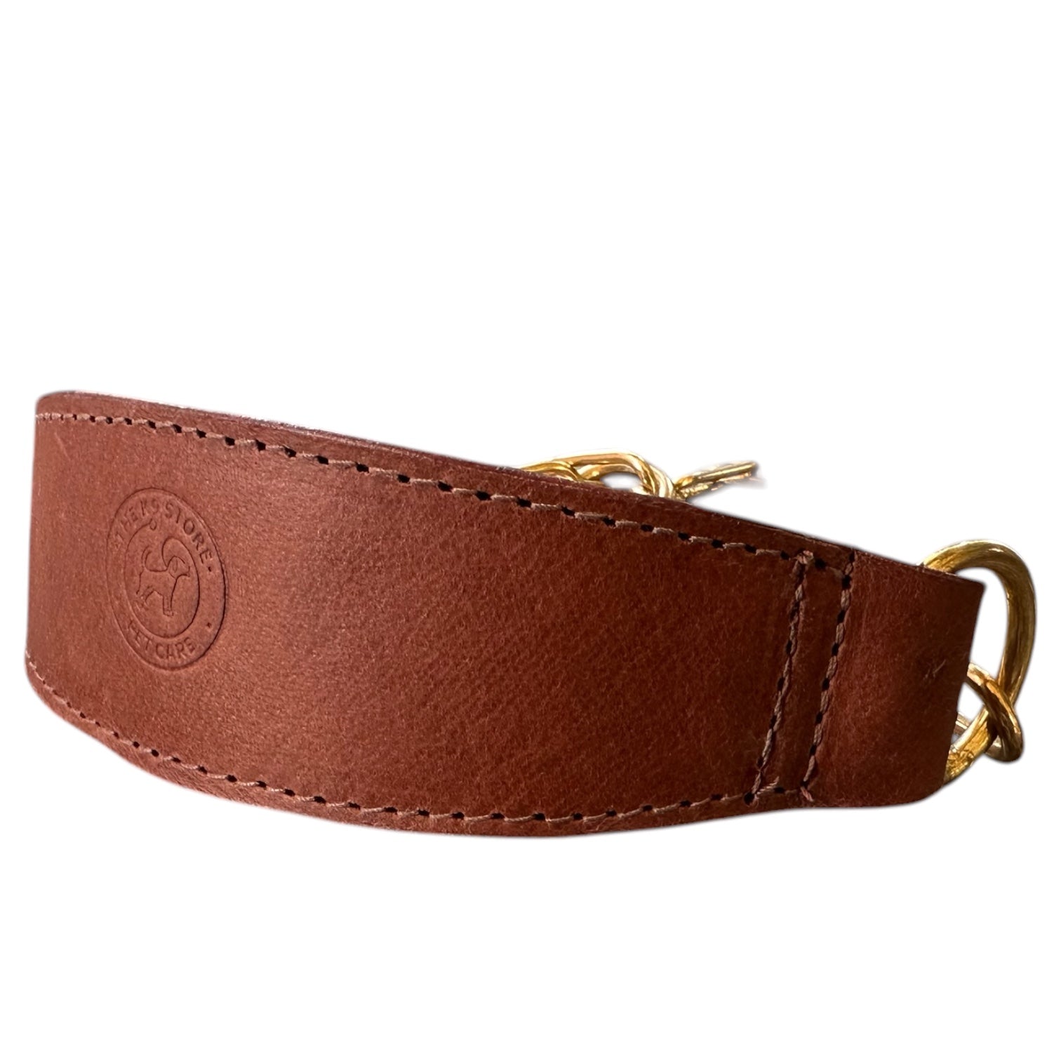Premium Leather Dog Show Collar with Brass Chain Adjustable Training Collar Double Padded Comfortable Heavy Duty Pet Collar for Small Medium Large Dogs