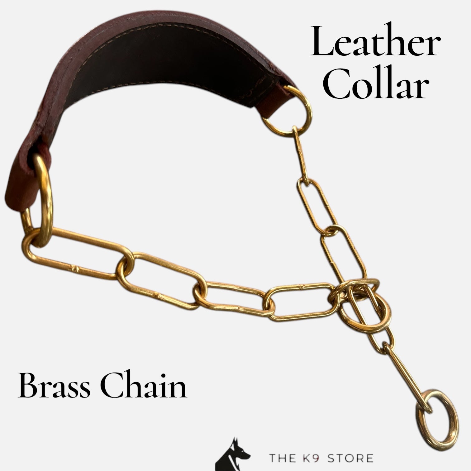 Premium Leather Dog Show Collar with Brass Chain Adjustable Training Collar Double Padded Comfortable Heavy Duty Pet Collar for Small Medium Large Dogs