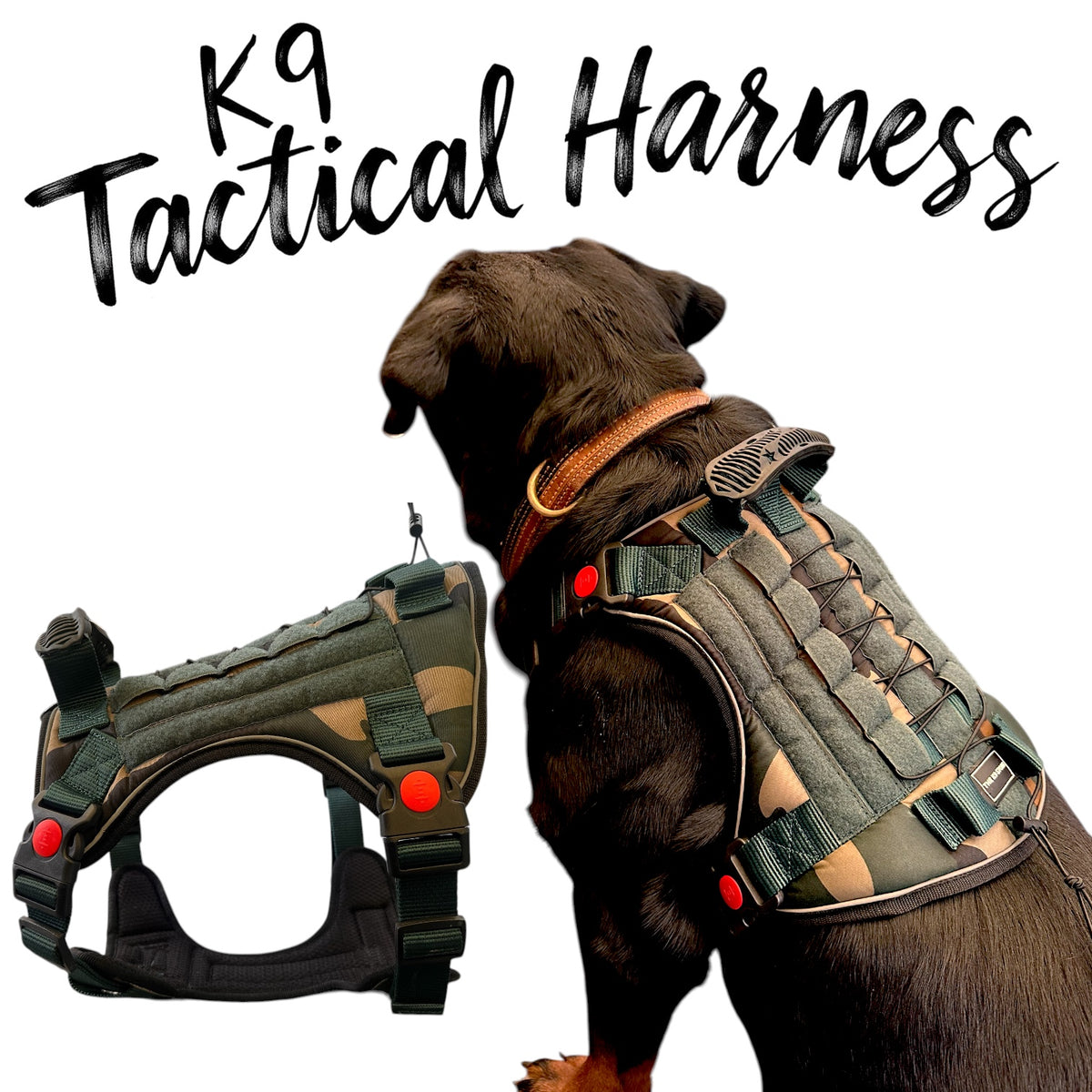 Tactical Dog Harness No Pull Adjustable Heavy Duty K9 Vest with Handle & Reflective Straps for Medium Large Dogs (S, M, L, XL)