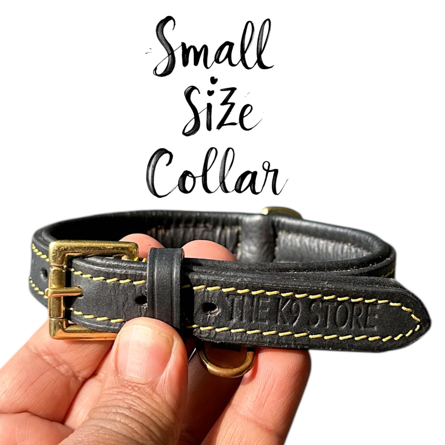 Leather Dog Neck Collar Black small size