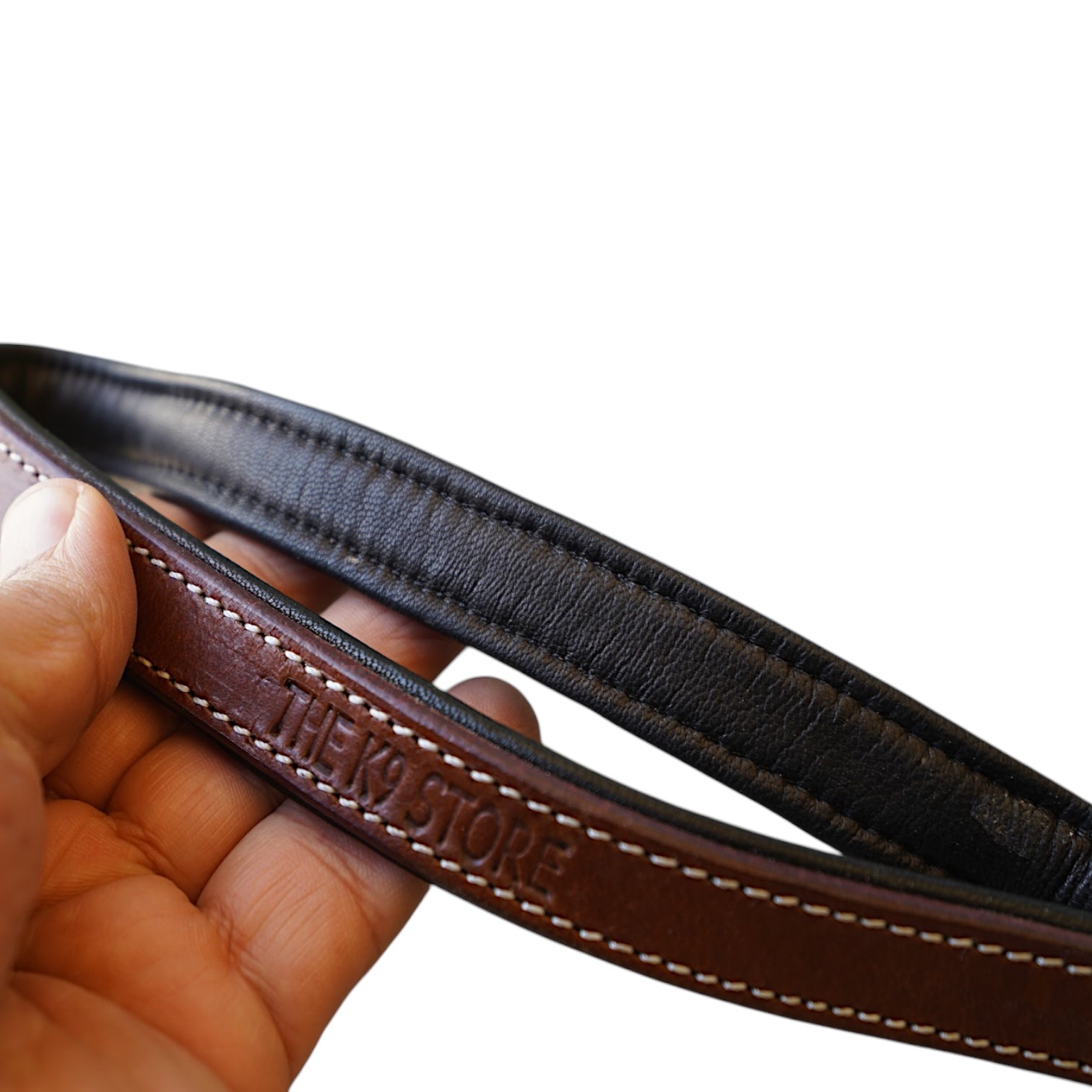 The K9 Store Premium Leather Braided Dog Leash, 5 Feet Long With Brass Hooks In Tricolor (Tan, Chocolate & Black) For All Dog Breeds