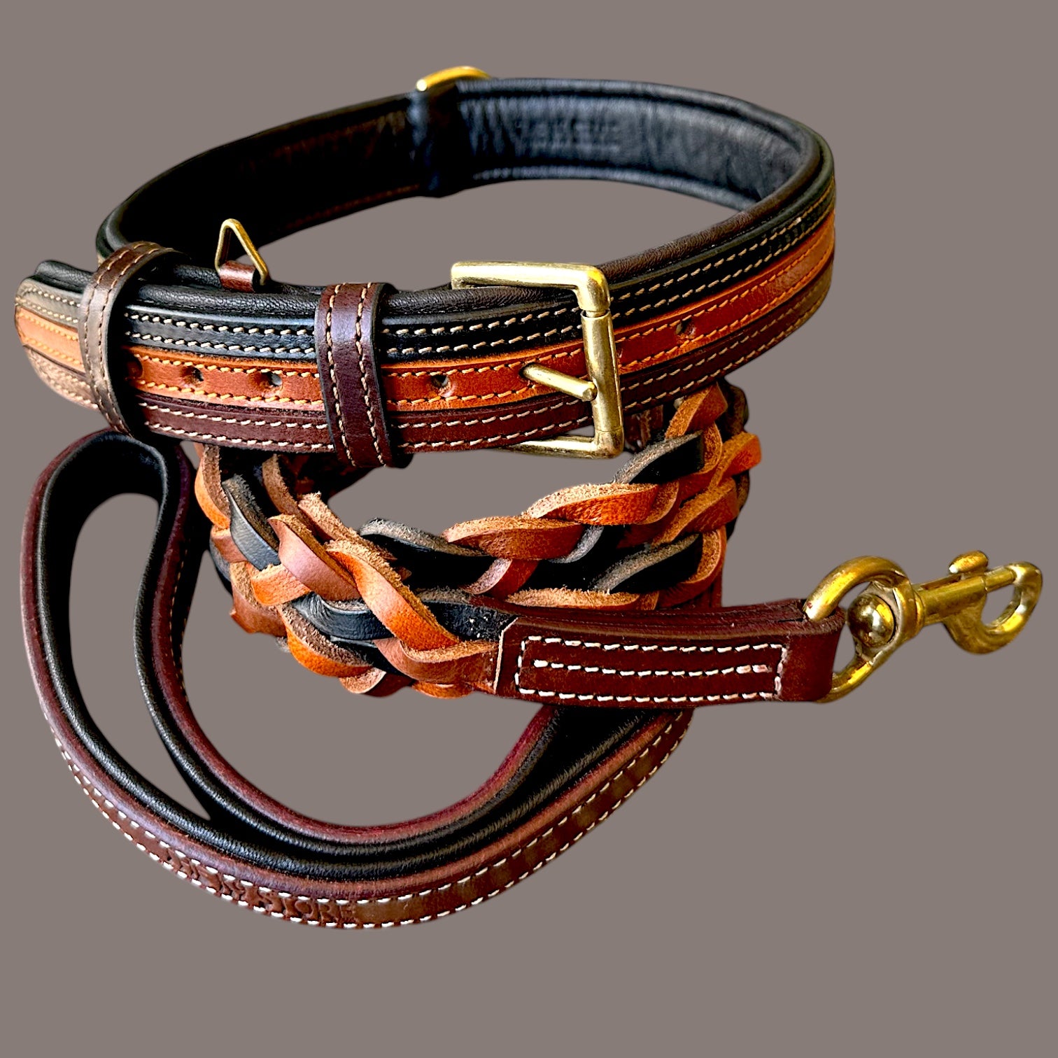 The K9 Store Leather Dog Collar with Leather Leash in Combo Tan & Brown for All Breeds -  Large, Medium, and Giant Breeds in Combo Offer ( Leash with Large & XL Collar )