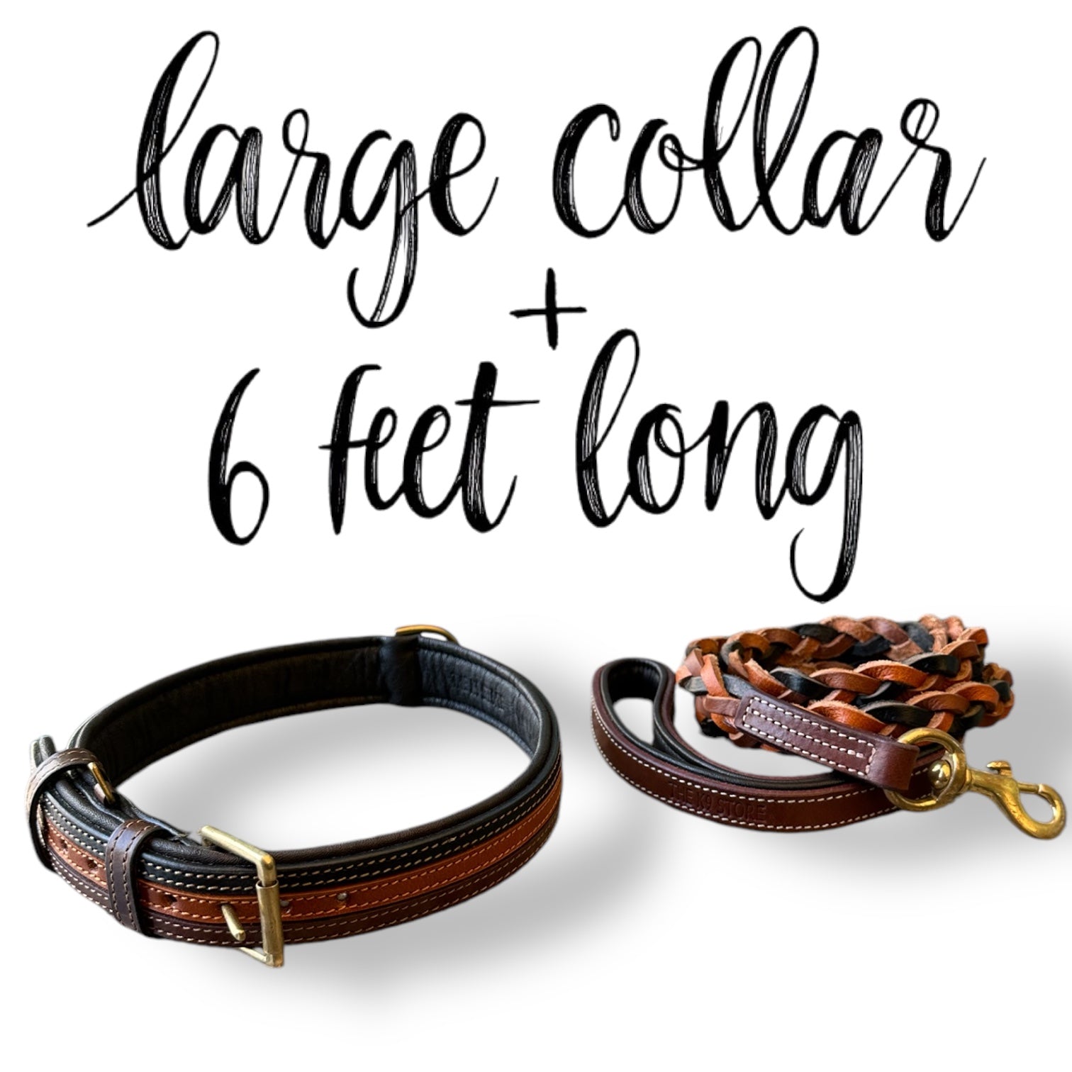 The K9 Store Leather Dog Collar with Leather Leash in Combo Tan & Brown for All Breeds -  Large, Medium, and Giant Breeds in Combo Offer ( Leash with Large & XL Collar )