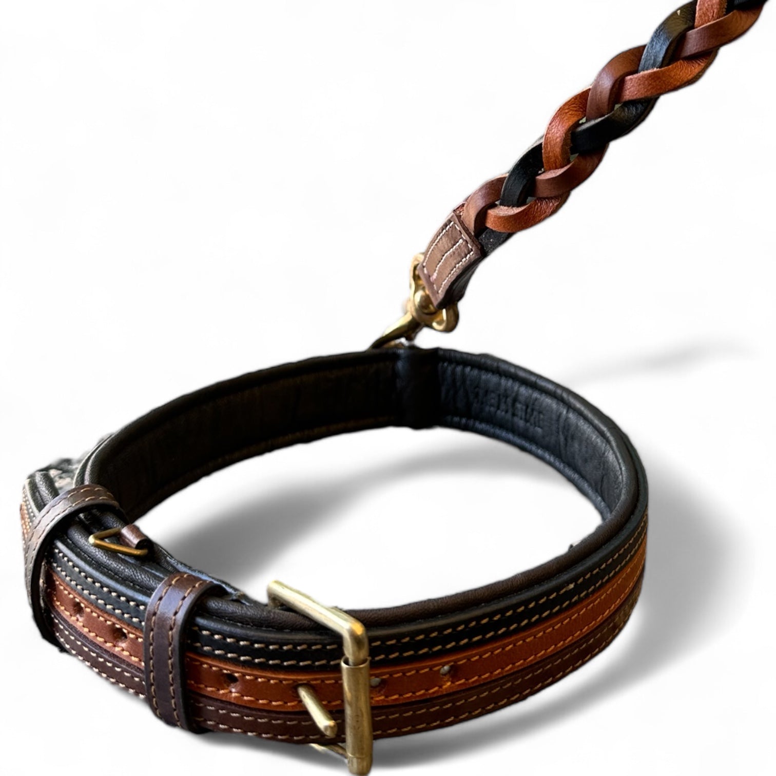 The K9 Store Leather Dog Collar with Leather Leash in Combo Tan & Brown for All Breeds -  Large, Medium, and Giant Breeds in Combo Offer ( Leash with Large & XL Collar )