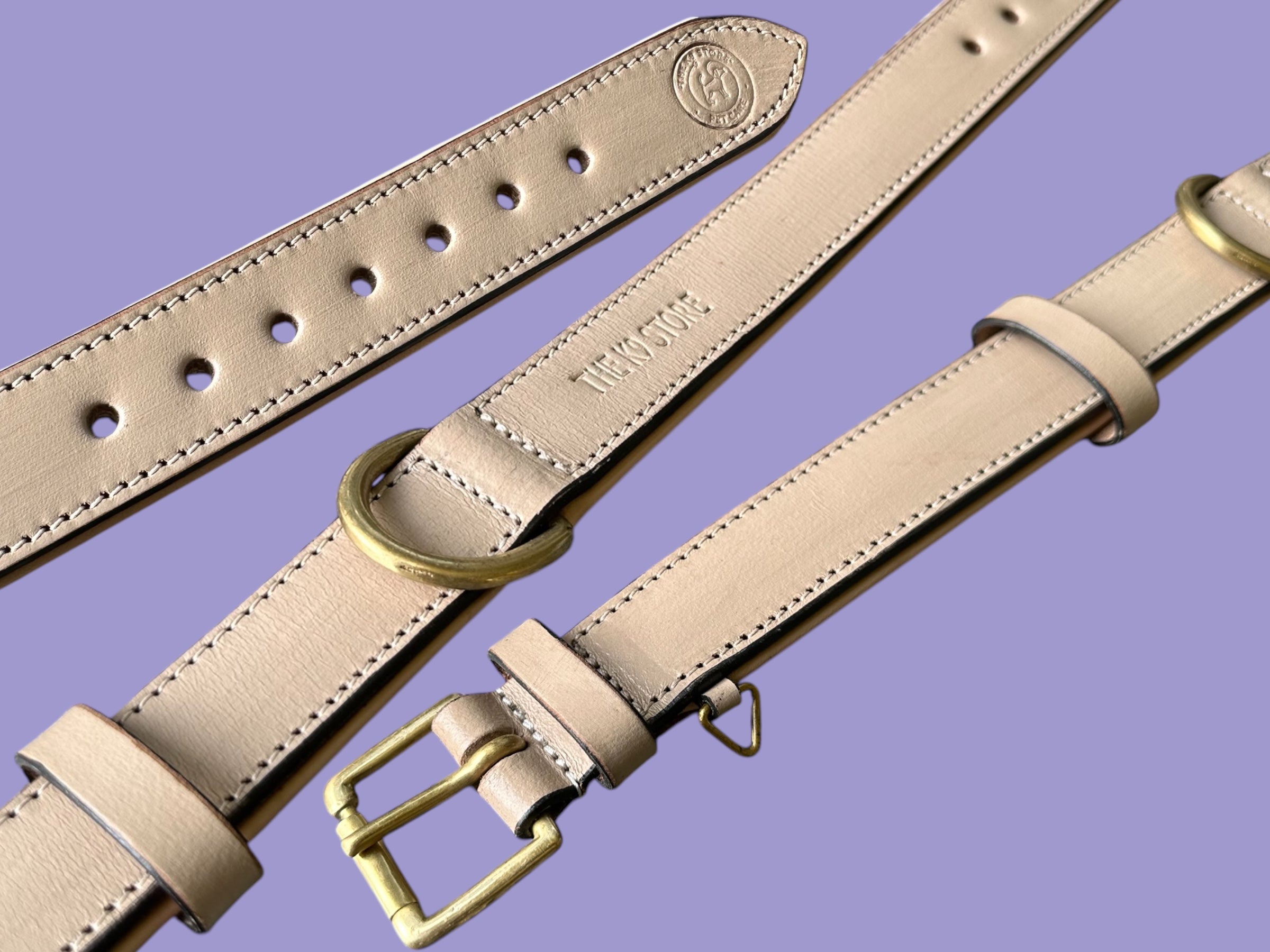 The K9 Store 100% Highgrade Leather Colored Basic Dog Neck Collar (Grey)