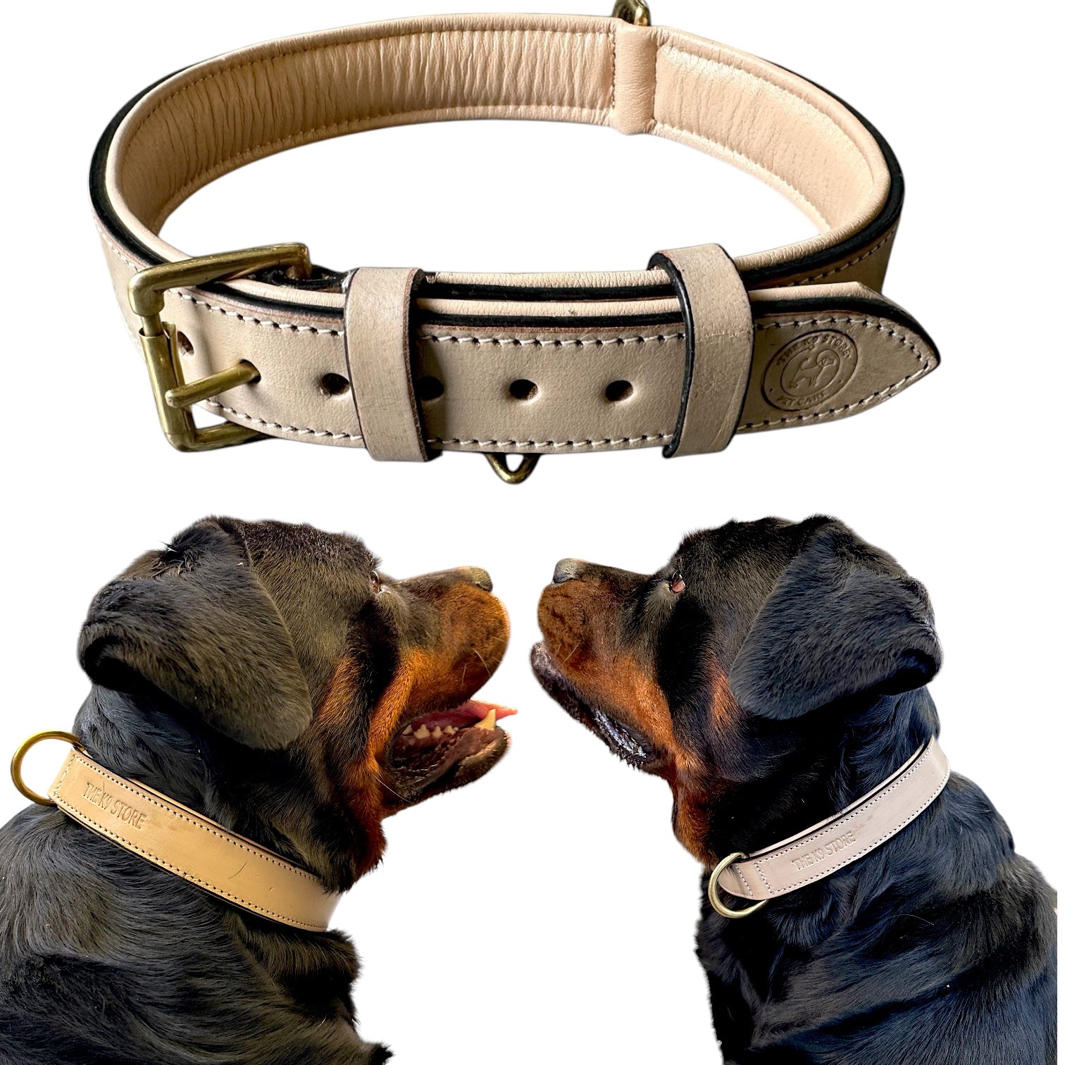 The K9 Store 100% Highgrade Leather Colored Basic Dog Neck Collar (Grey)