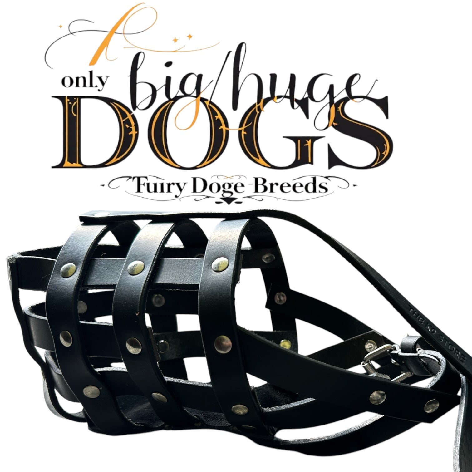 The K9 Store Caged & Studded Leather Dog Muzzle – Highly Breathable, Handcrafted for Large To X Large Breeds, Secure & Ventilated Anti-Bite Design