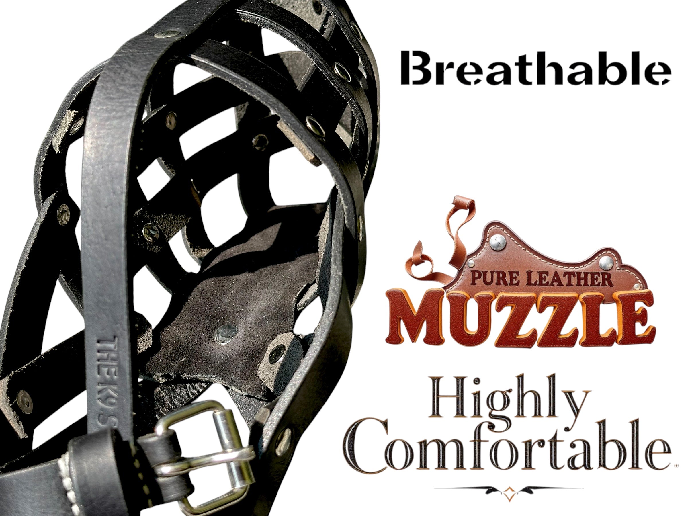 The K9 Store Caged & Studded Leather Dog Muzzle – Highly Breathable, Handcrafted for Large To X Large Breeds, Secure & Ventilated Anti-Bite Design