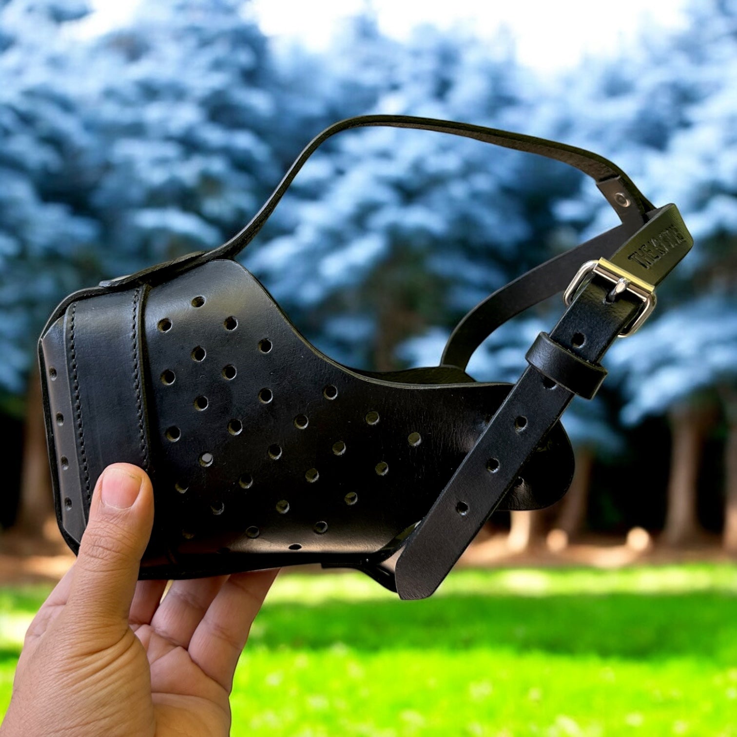 K9 Store Premium Black Leather Dog Muzzle/Mask- Heavy Duty, Breathable, Handcrafted & Adjustable for Large Breeds