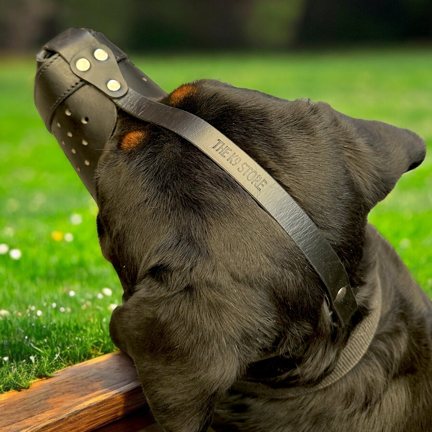 K9 Store Premium Black Leather Dog Muzzle/Mask- Heavy Duty, Breathable, Handcrafted & Adjustable for Large Breeds