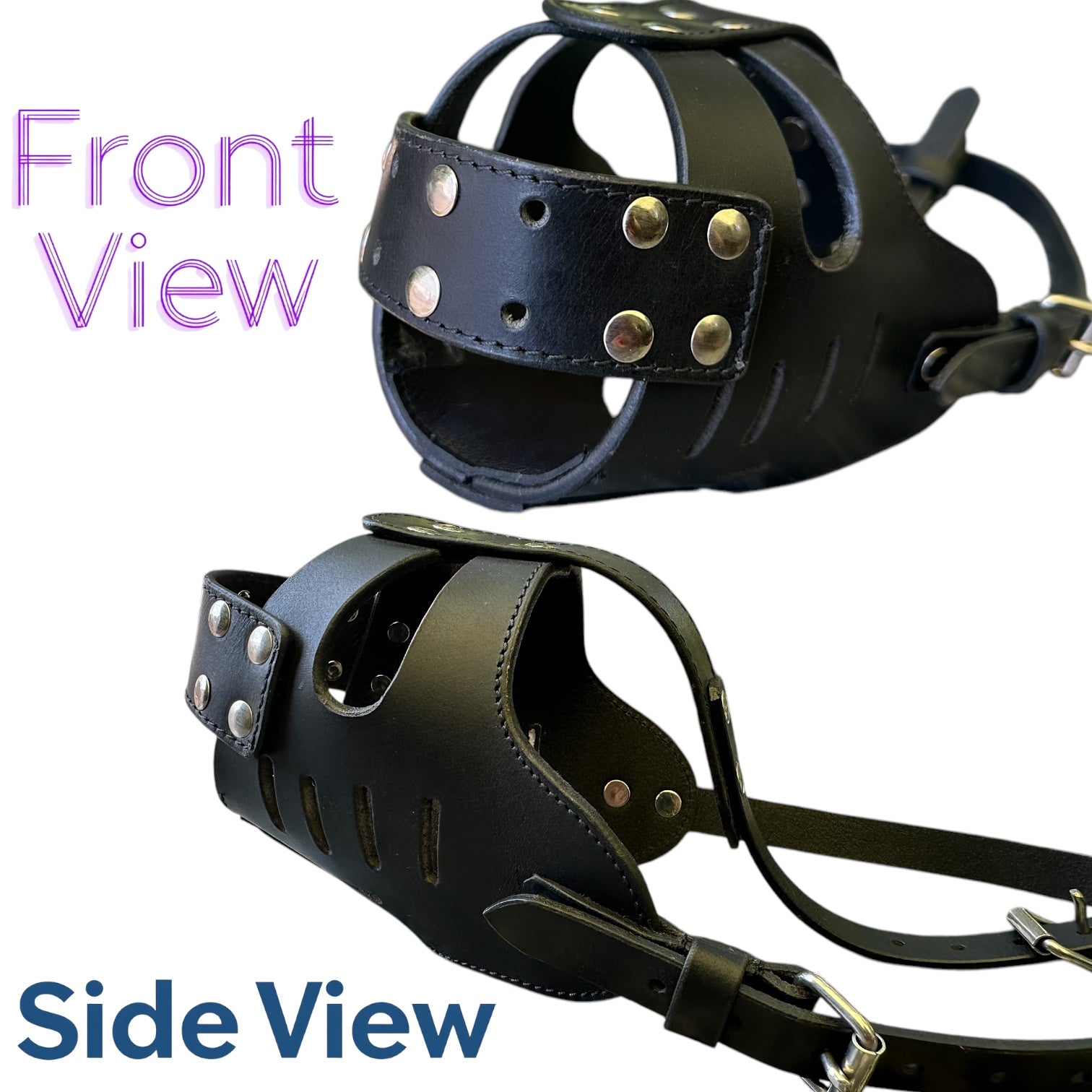 The K9 Store Full-Coverage Leather Studded Dog Muzzle – Heavy-Duty, Secure & Breathable Design for Large To X Large Breeds