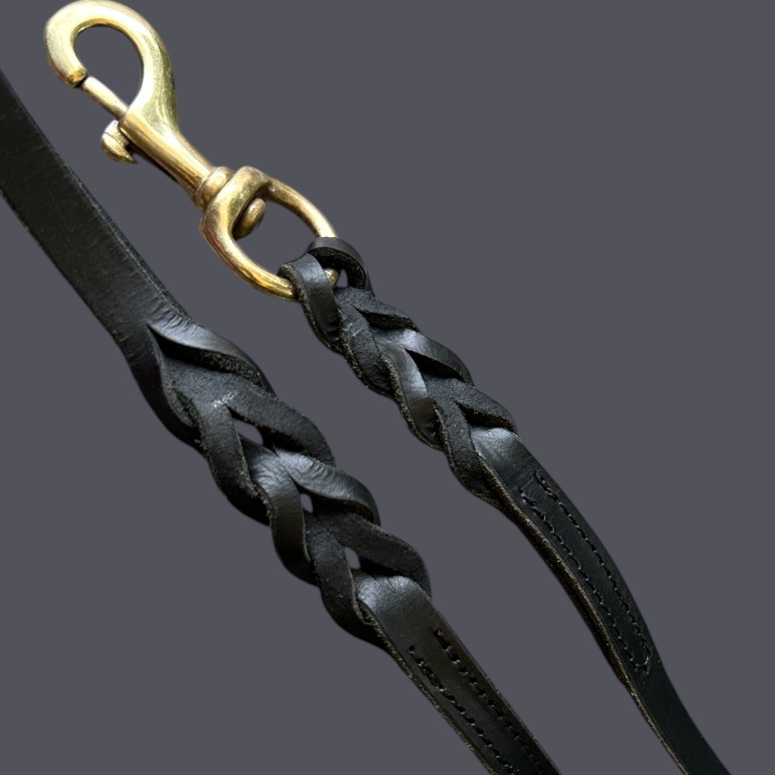 The K9 Store Premium Leather Single Handle Freebie Dog Leash, 5 Feet Long With Brass Hooks For All Dog Breeds