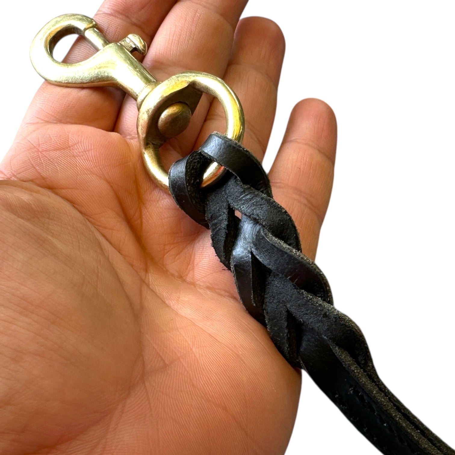 The K9 Store Premium Leather Single Handle Freebie Dog Leash, 5 Feet Long With Brass Hooks For All Dog Breeds