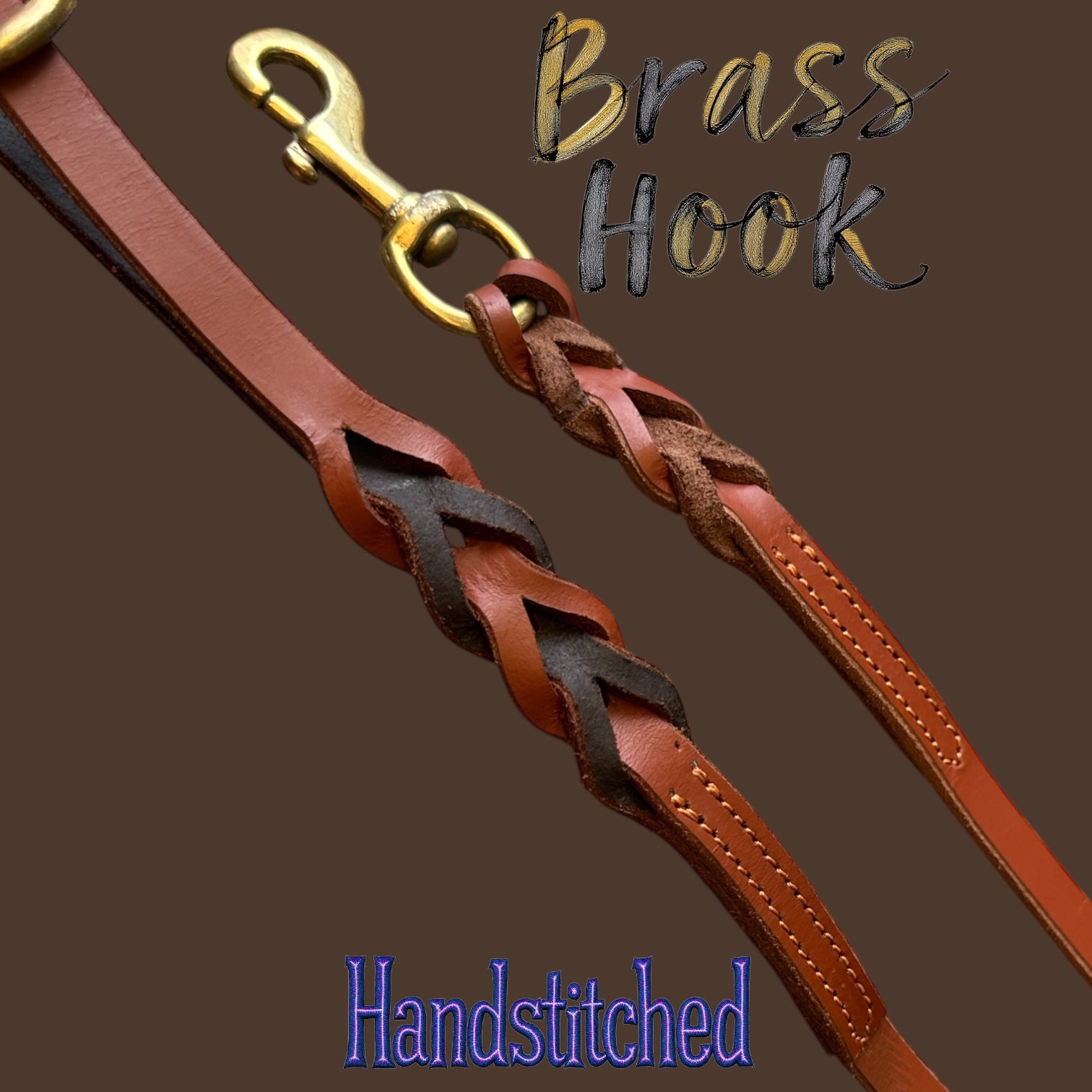 The K9 Store Premium Leather Single Handle Freebie Dog Leash, 5 Feet Long With Brass Hooks For All Dog Breeds