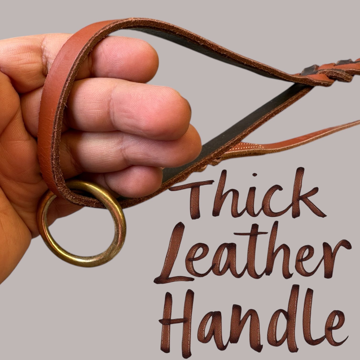 The K9 Store Premium Leather Single Handle Freebie Dog Leash, 5 Feet Long With Brass Hooks For All Dog Breeds