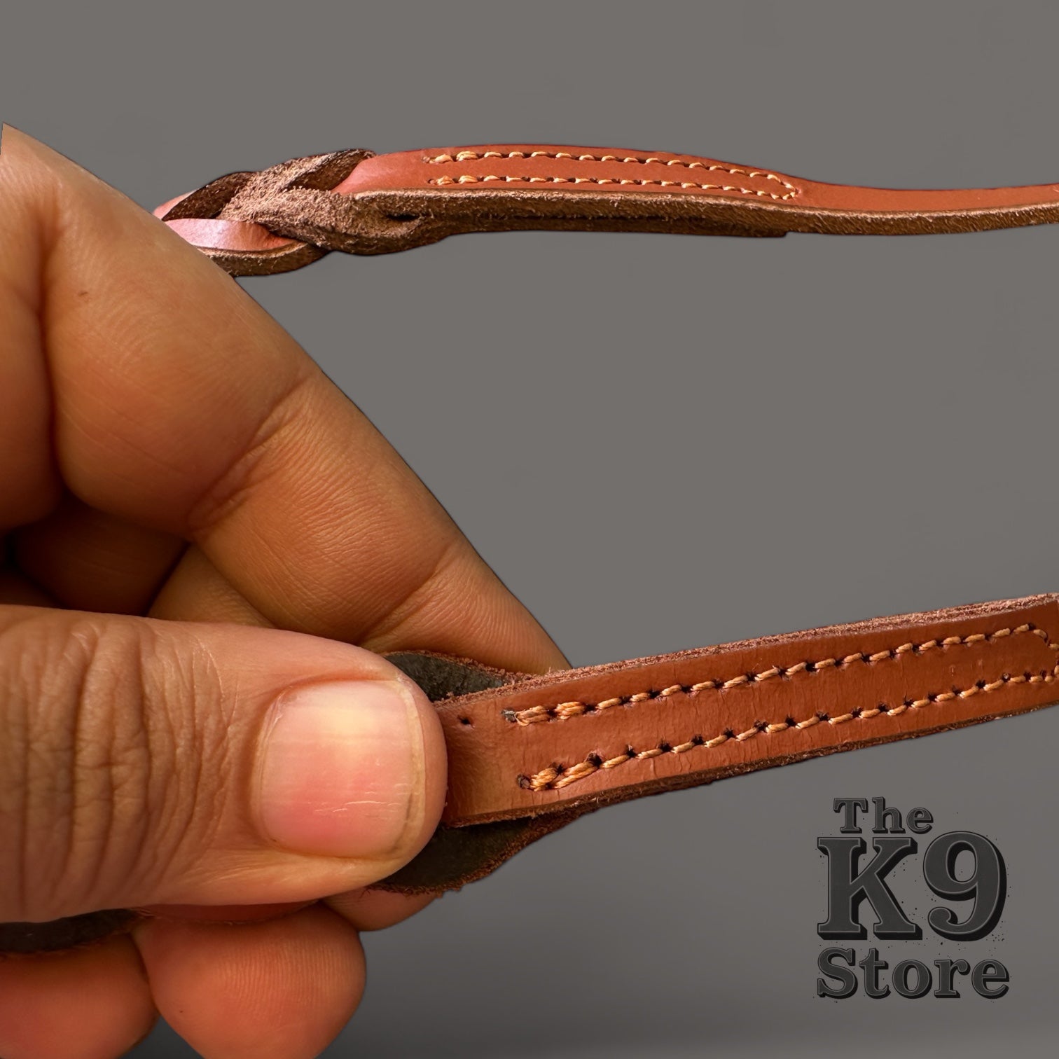 The K9 Store Premium Leather Single Handle Freebie Dog Leash, 5 Feet Long With Brass Hooks For All Dog Breeds