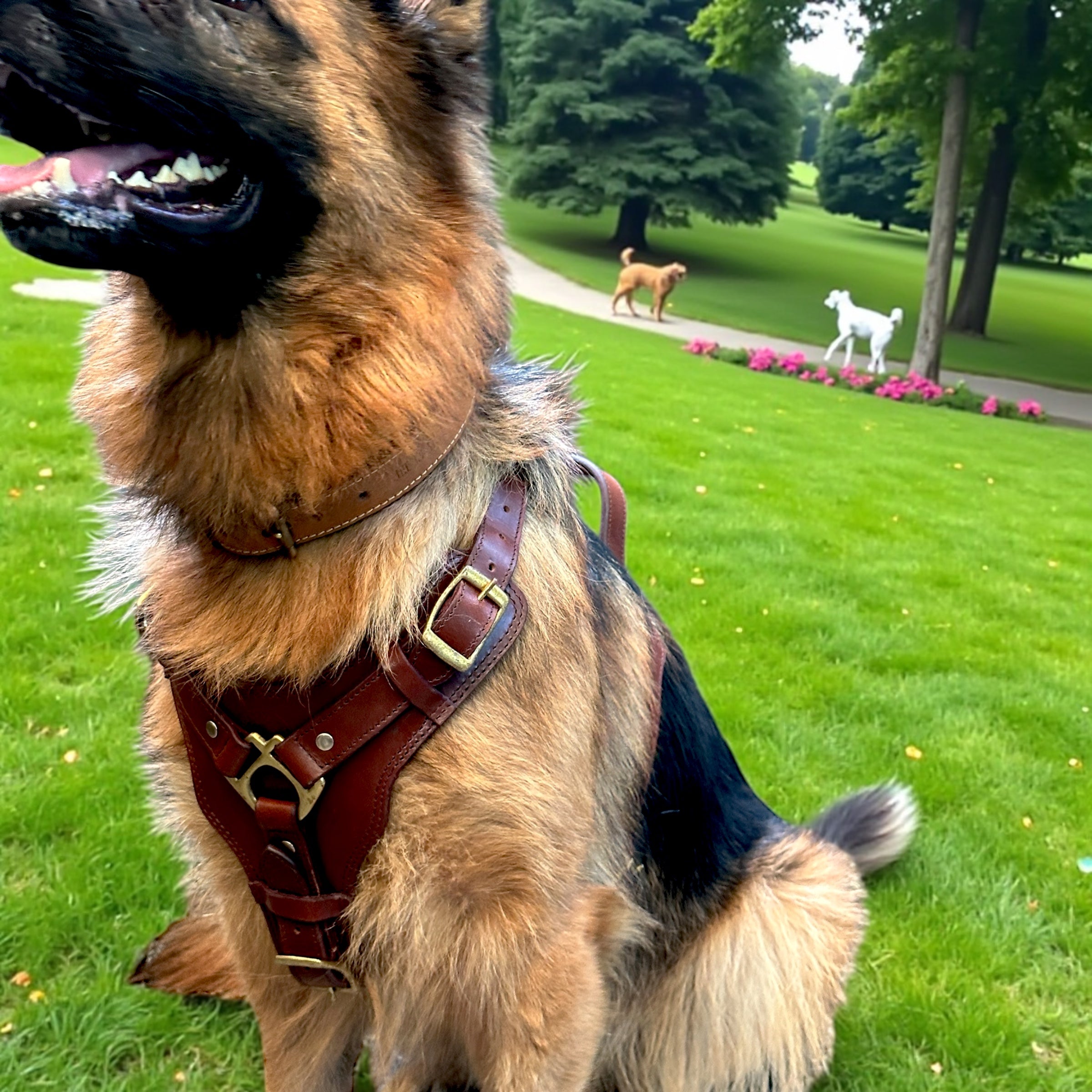 The K9 Store Premium Dog Harness Made In Vegetable Tanned Leather – Handcrafted, Soft Padded, and Durable With Brass Hardware