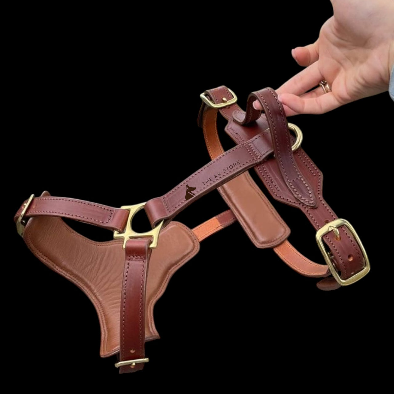 The K9 Store Premium Dog Harness Made In Vegetable Tanned Leather – Handcrafted, Soft Padded, and Durable With Brass Hardware
